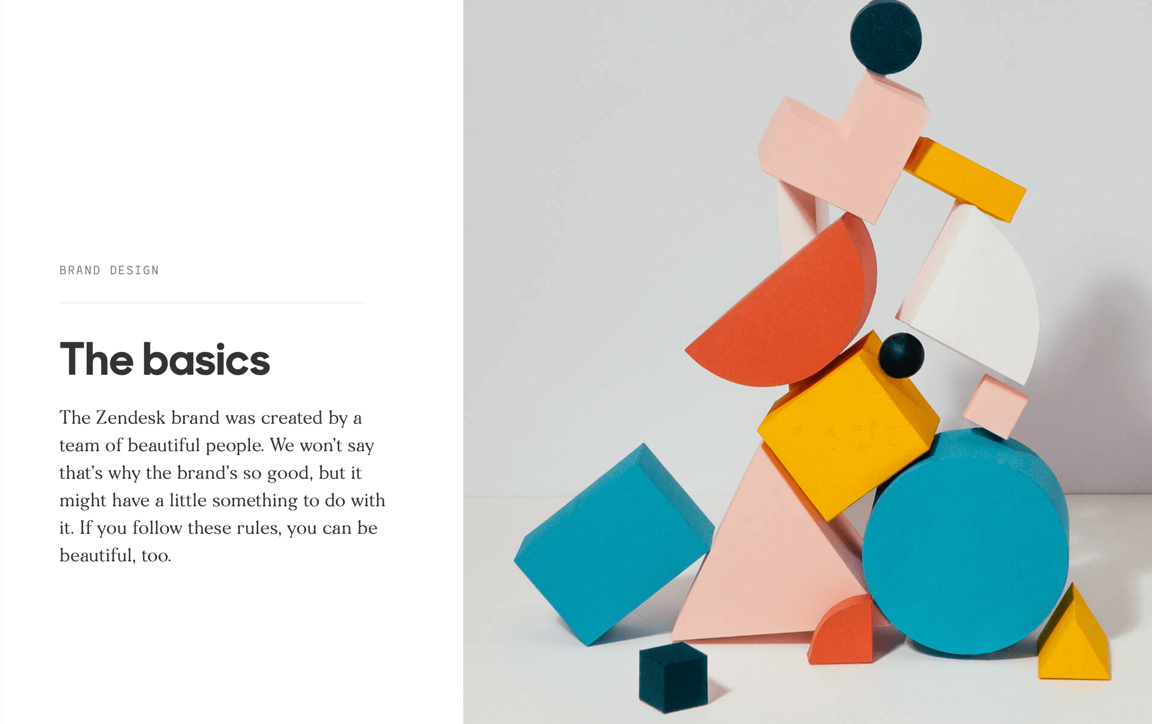 The Brand Design Basics page of the Zendesk brand guide