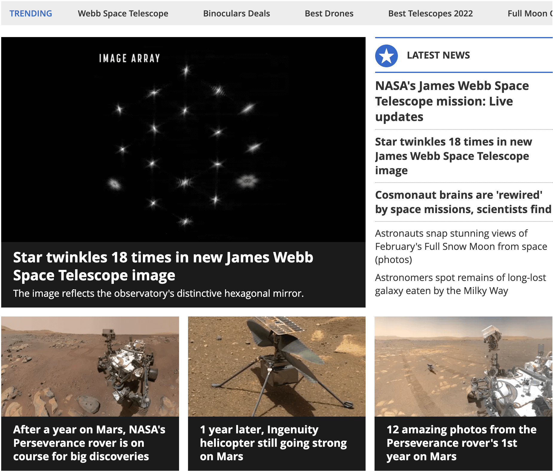 space.com's homepage