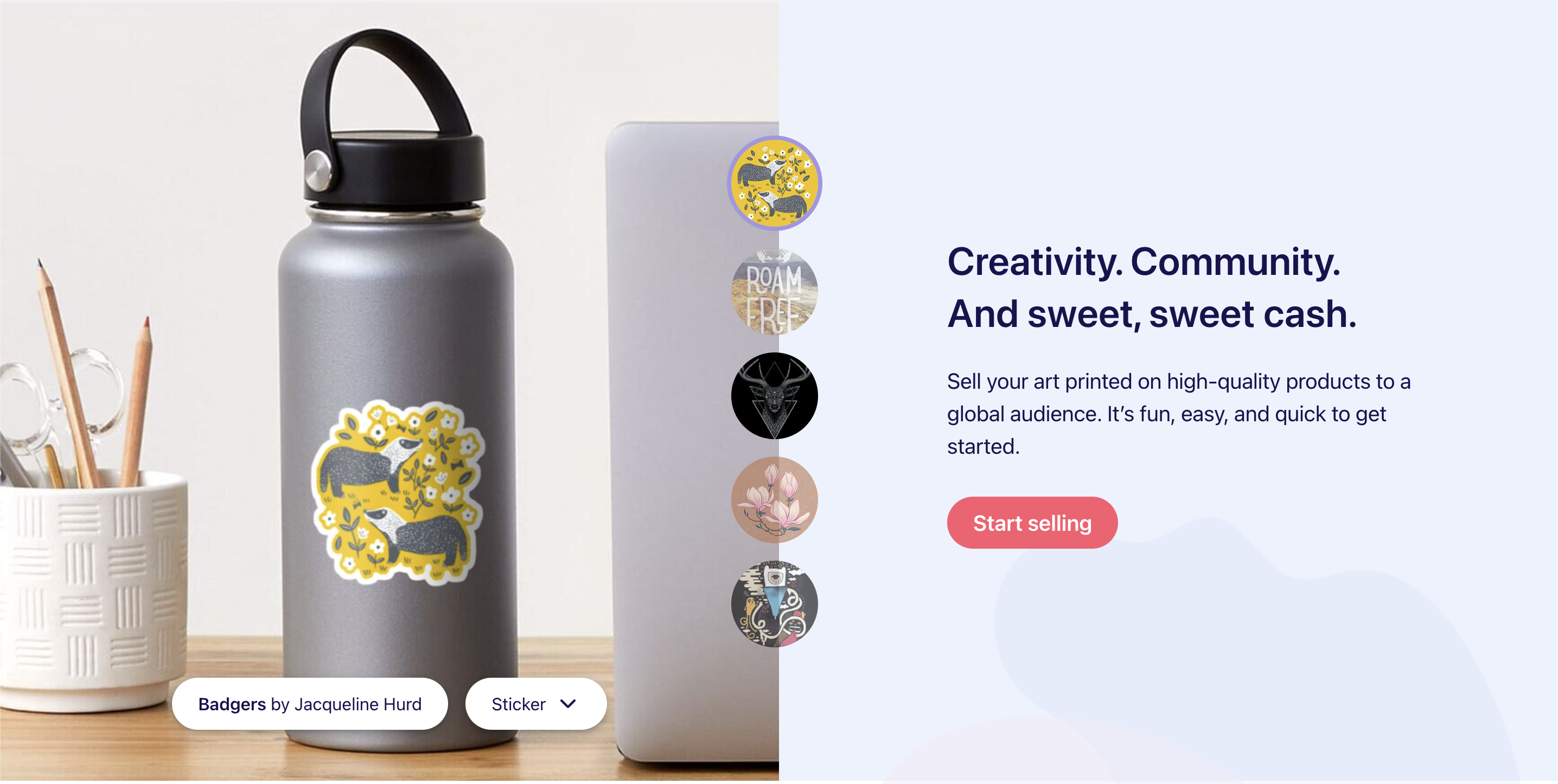 Redbubble's seller homepage