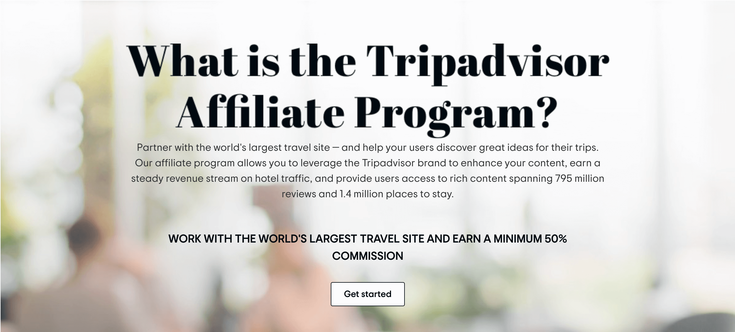 TripAdvisor's affiliate program homepage