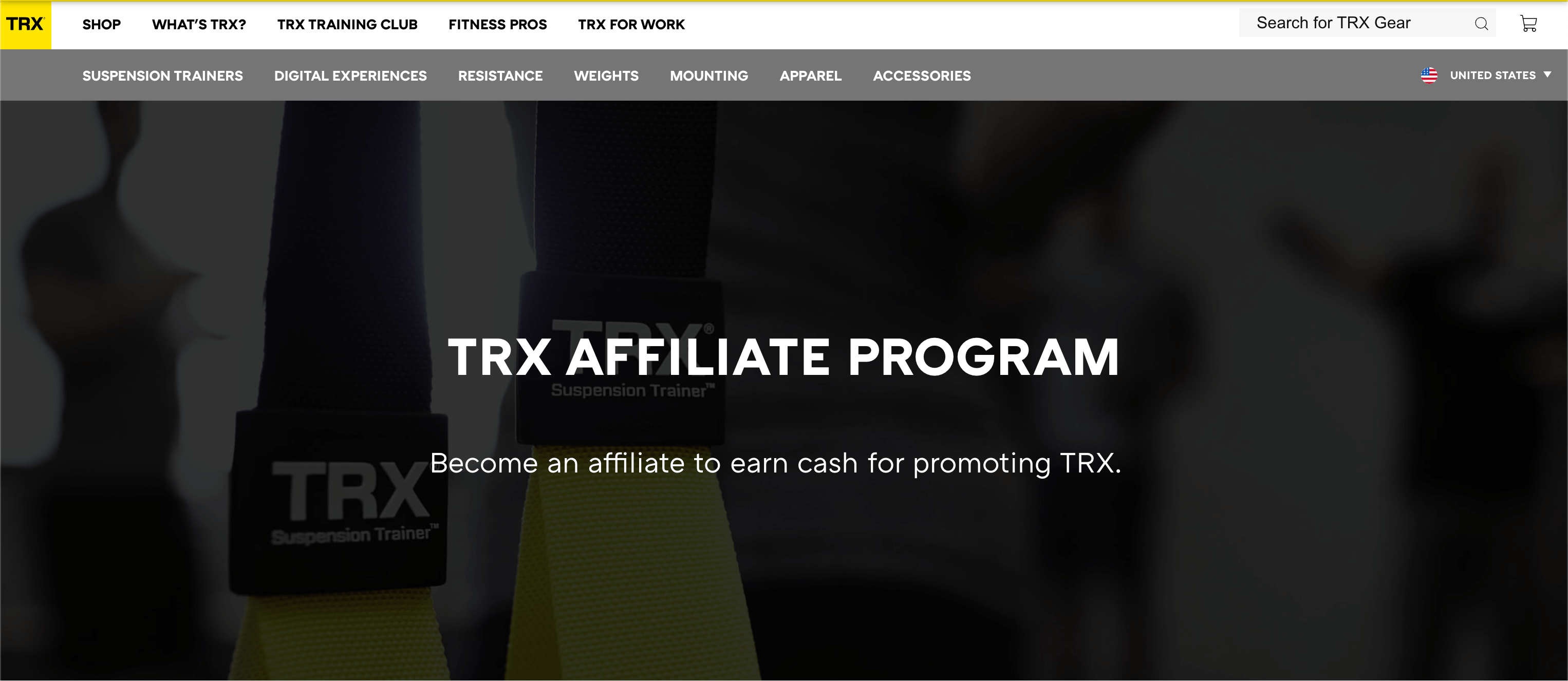 TRX Affiliate Program's homepage