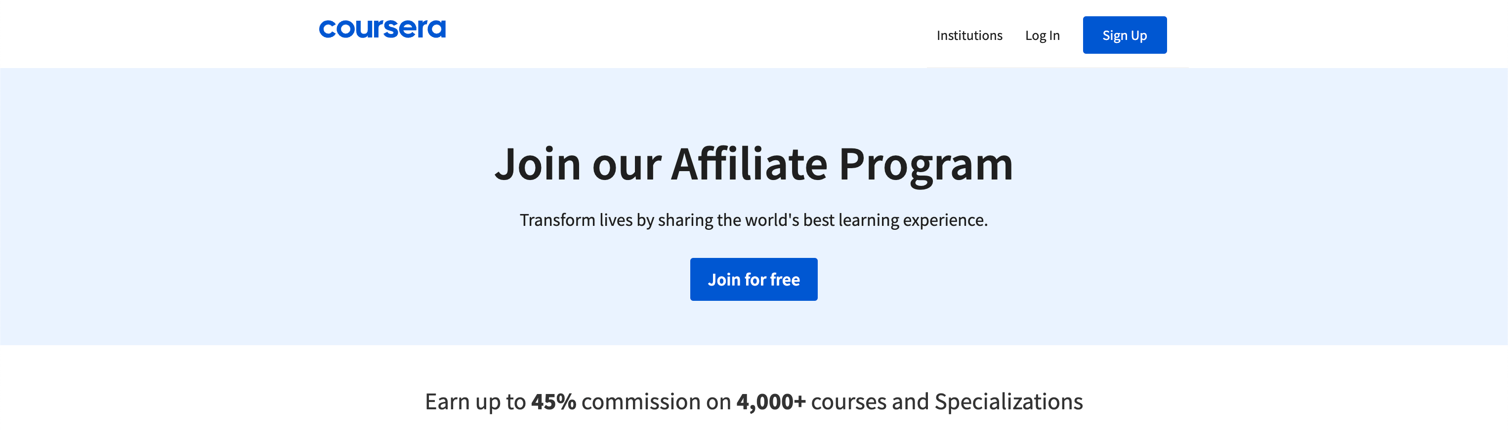 Coursera Affiliate Program's Homepage