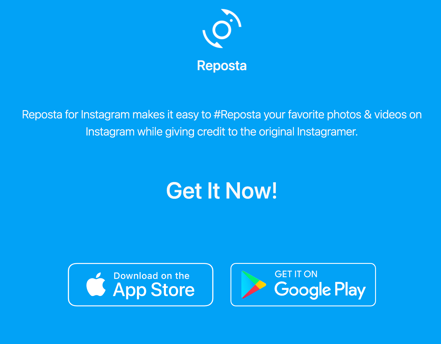 The Reposta app download page