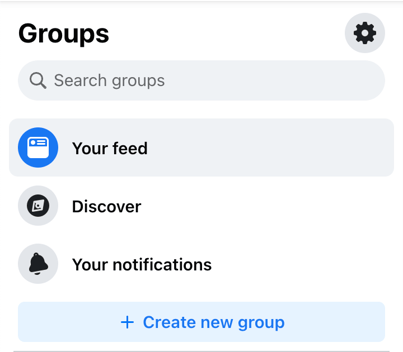 The Groups tab sidebar