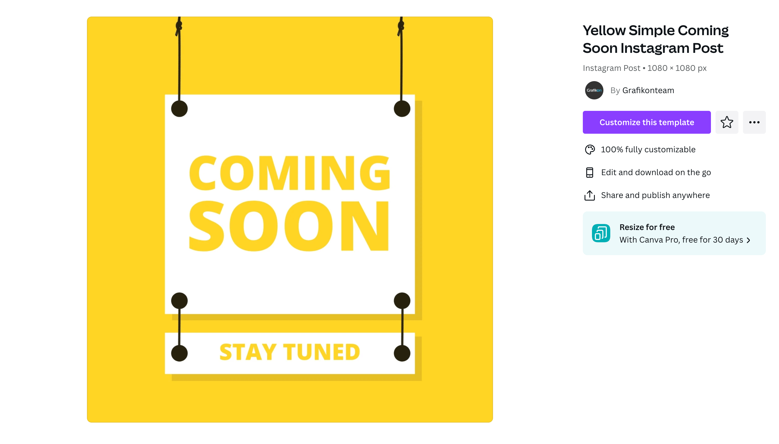 An Instagram post template with text that reads "Coming Soon, Stay Tuned"