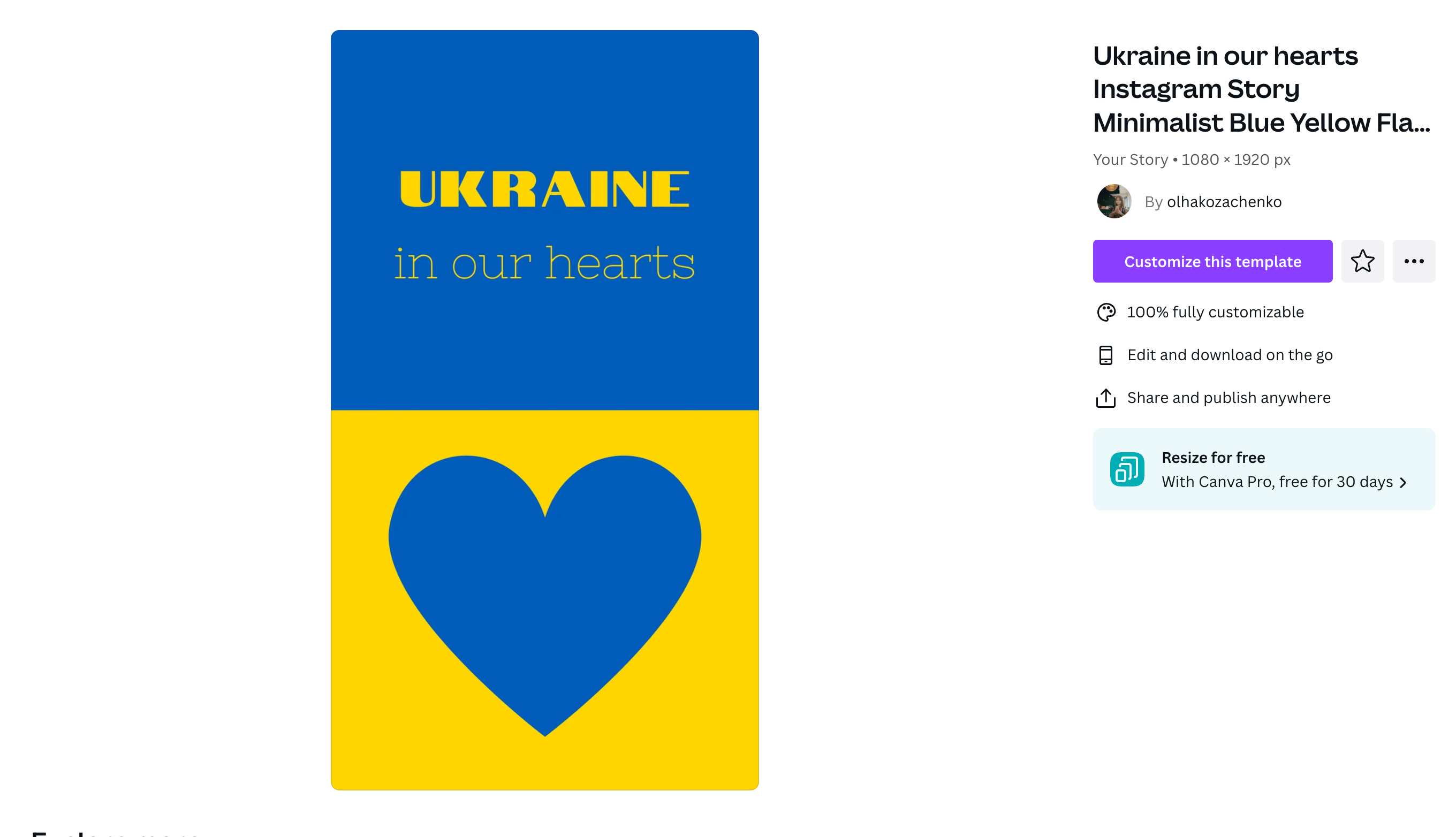 An Instagram Story that says "Ukraine in our hearts" over a background of the Ukrainian flag