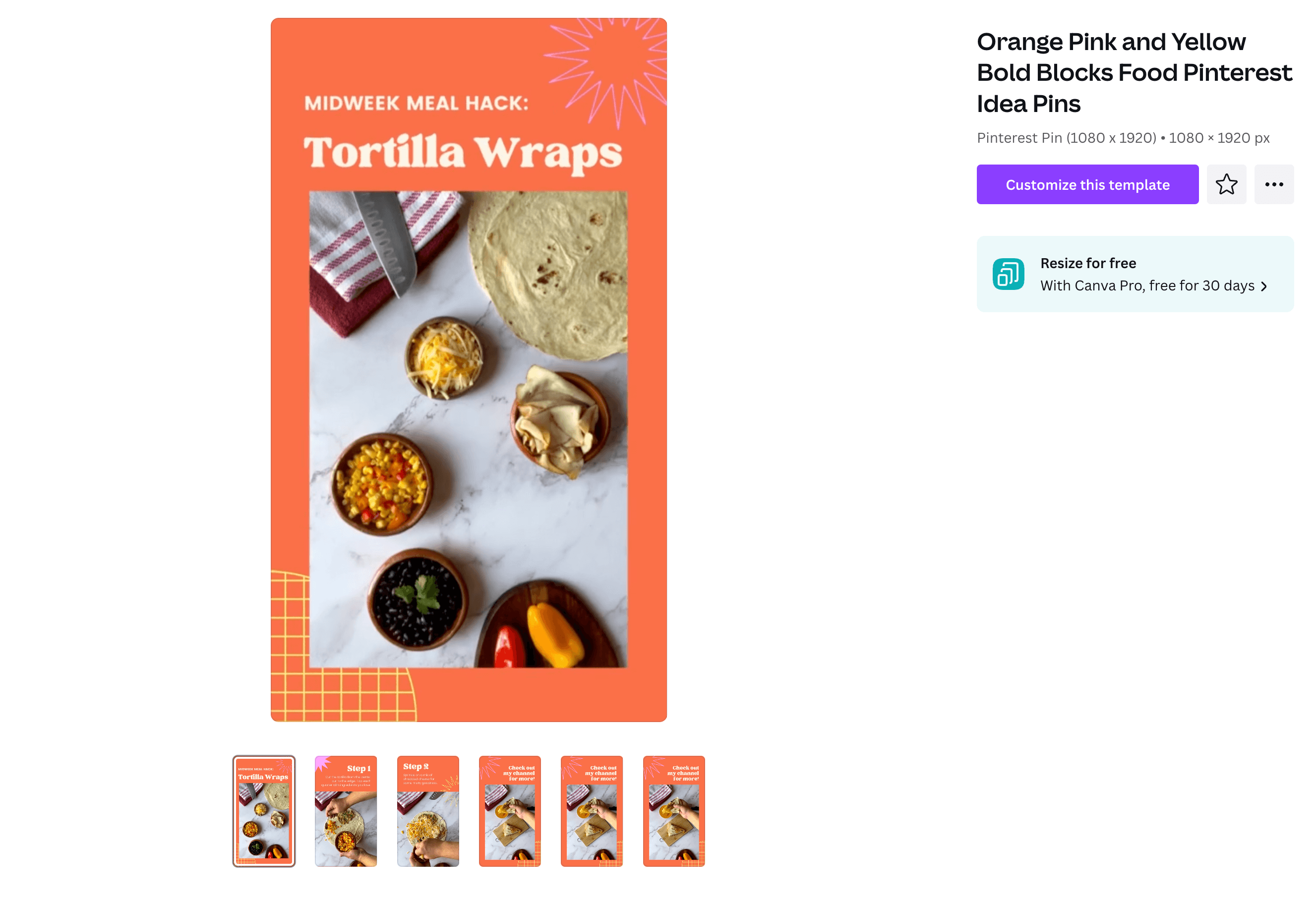 An idea pin template for a tortilla wrap recipe