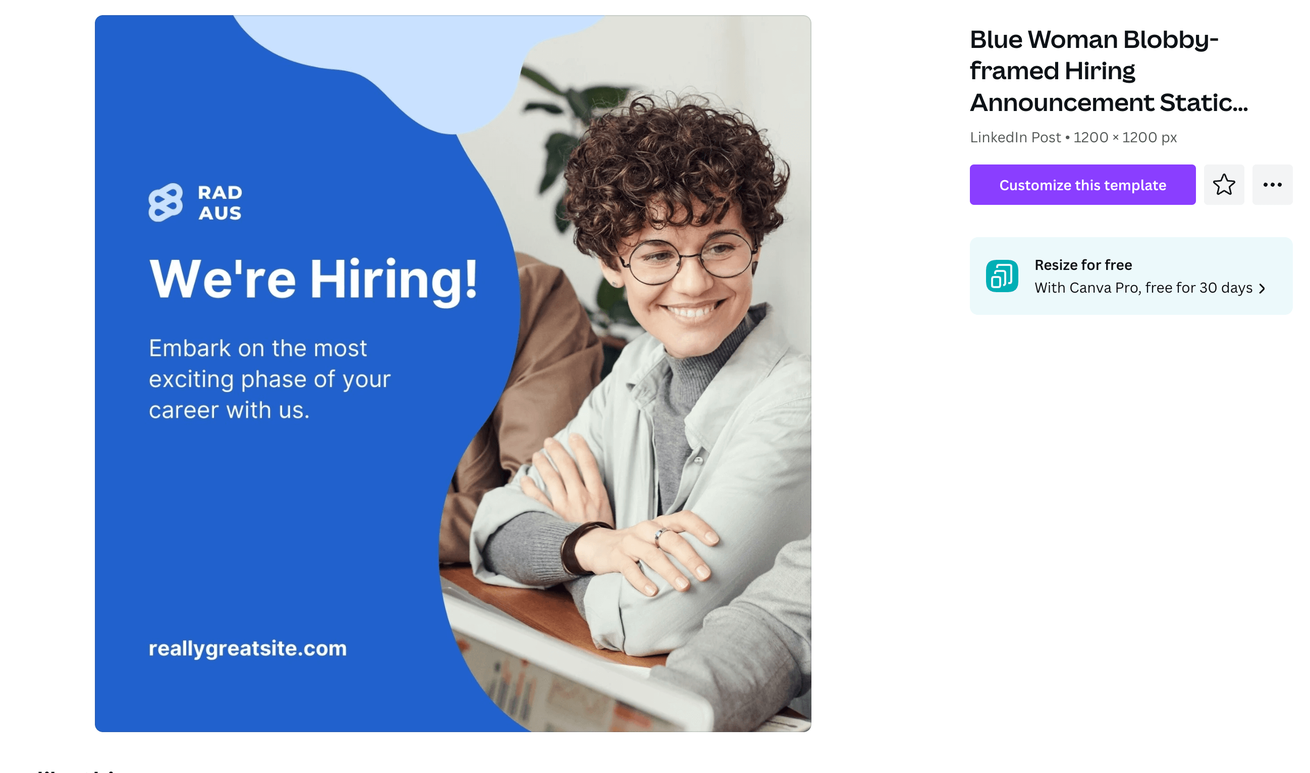 A "We're Hiring" graphic featuring a smiling young professional