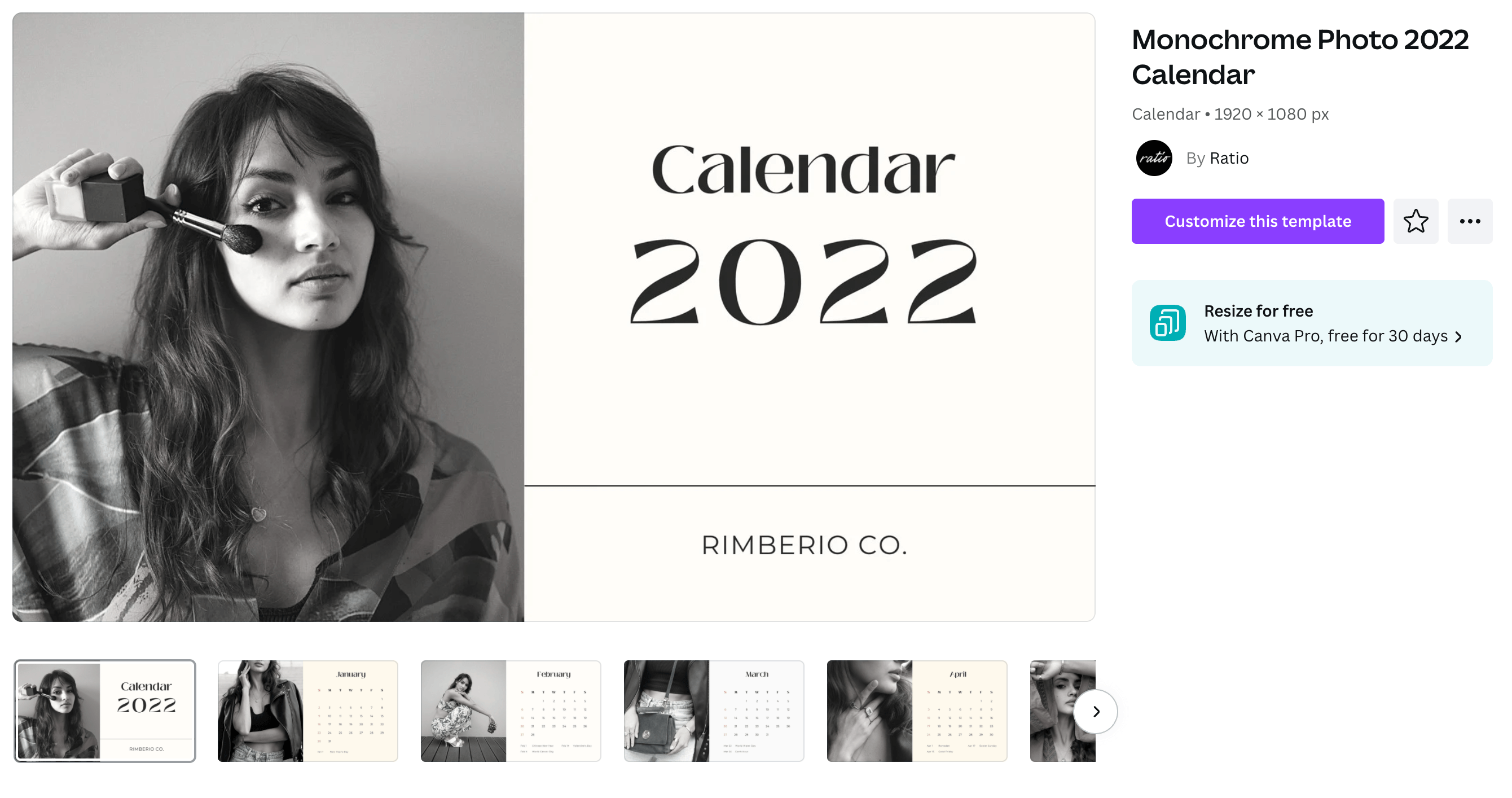 A calendar featuring black and white photos of models