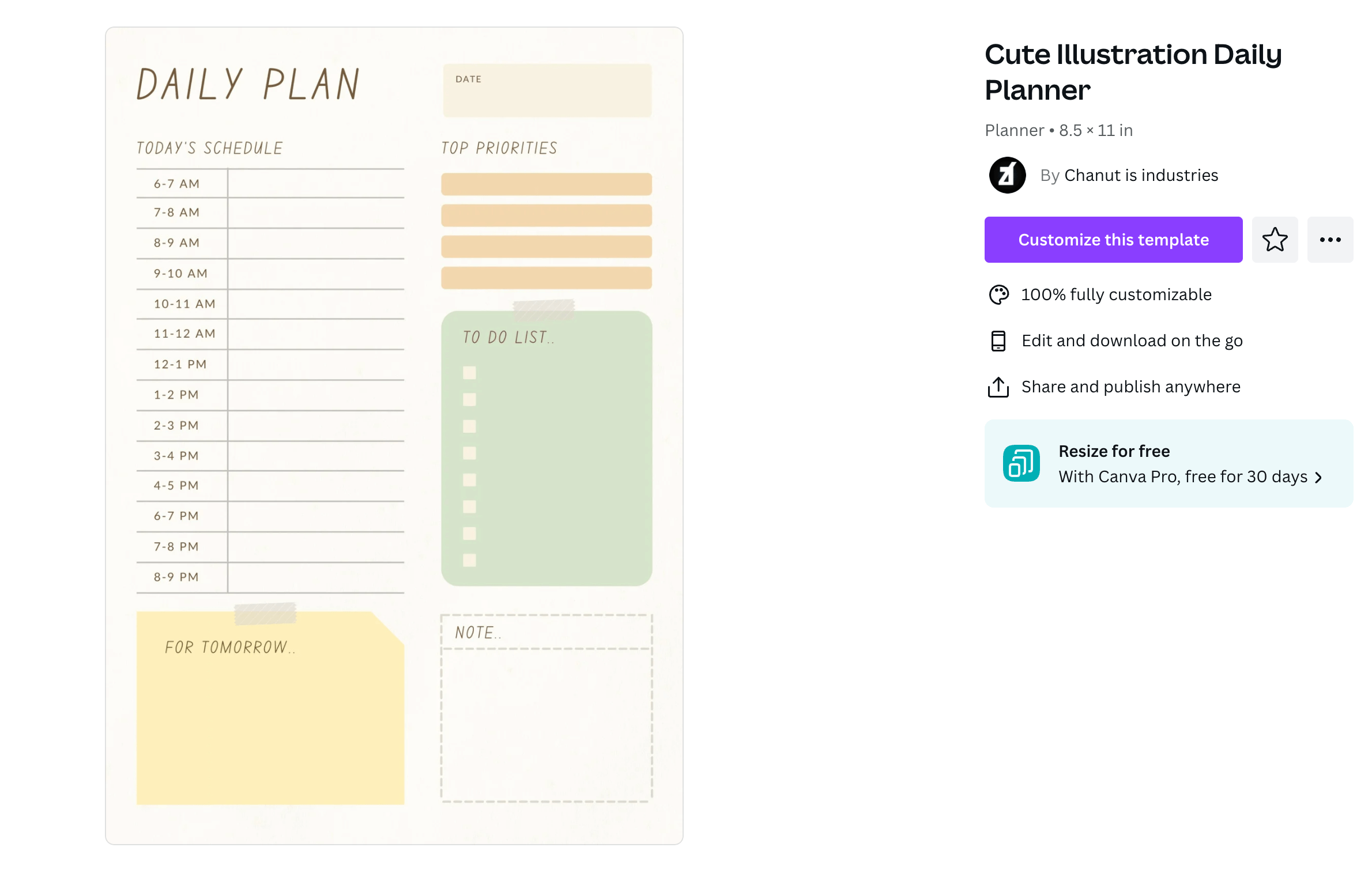 A neutral toned daily planner template