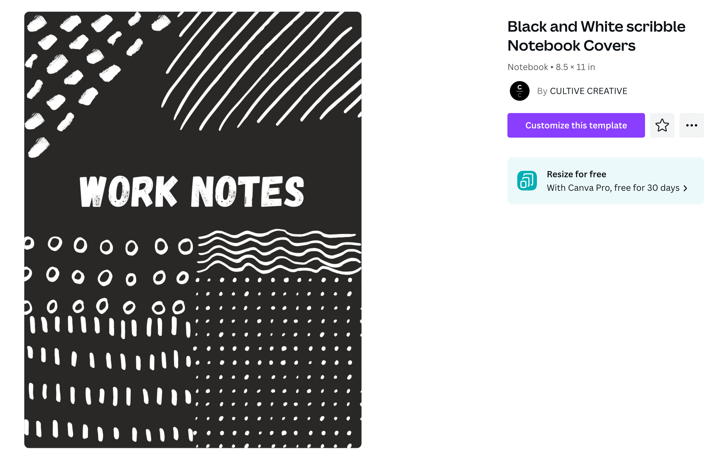 A black and white notebook cover with doodled patterns