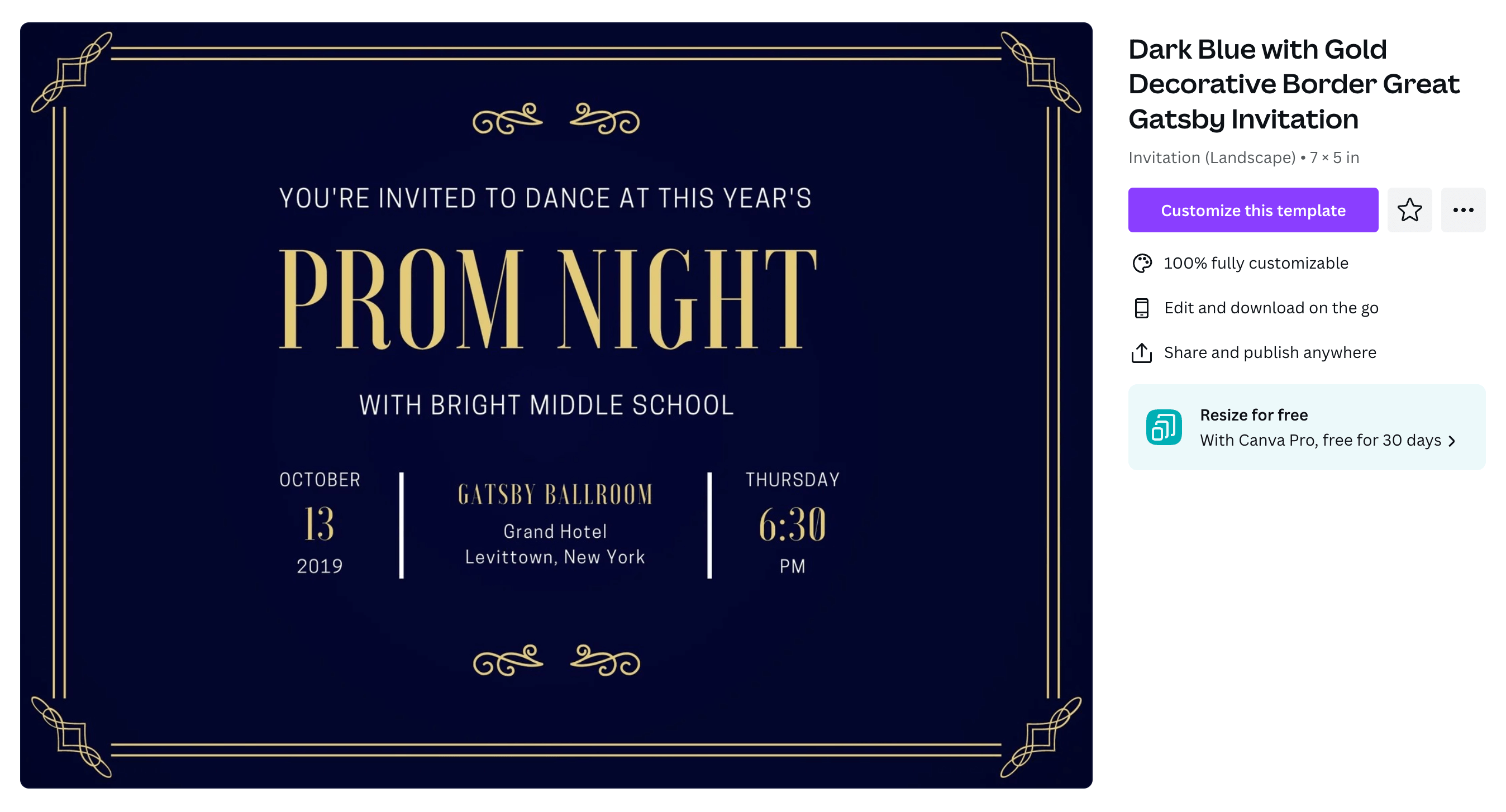 A 1920s themed Prom invitation