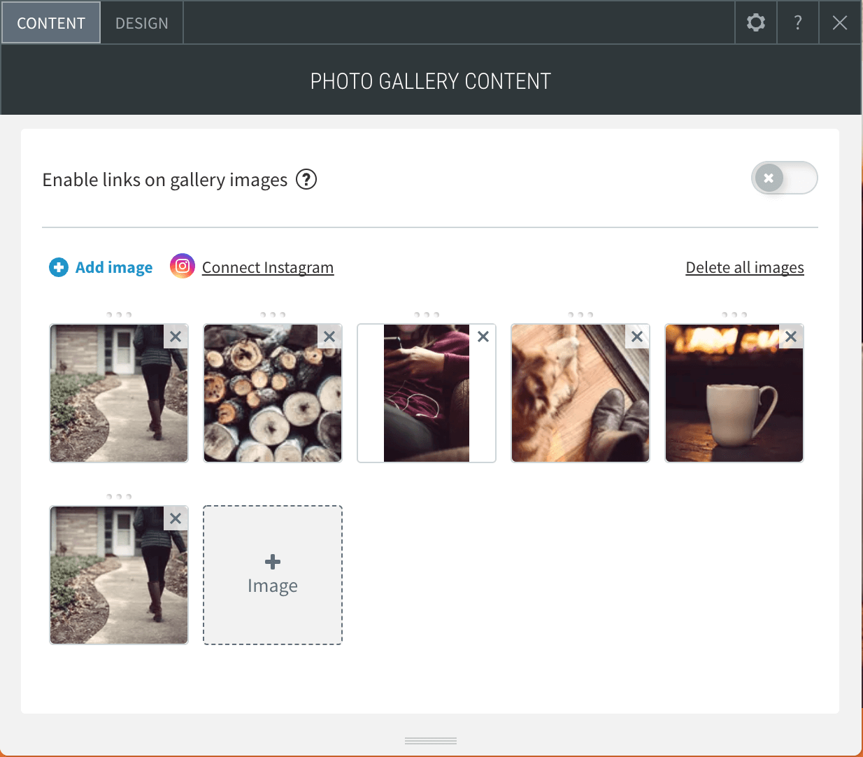 The Photo Gallery Widget editor