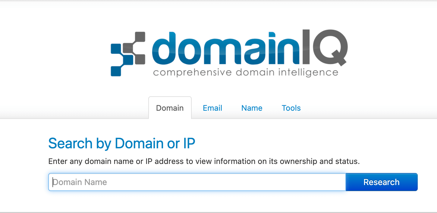 DomainIQ's home page