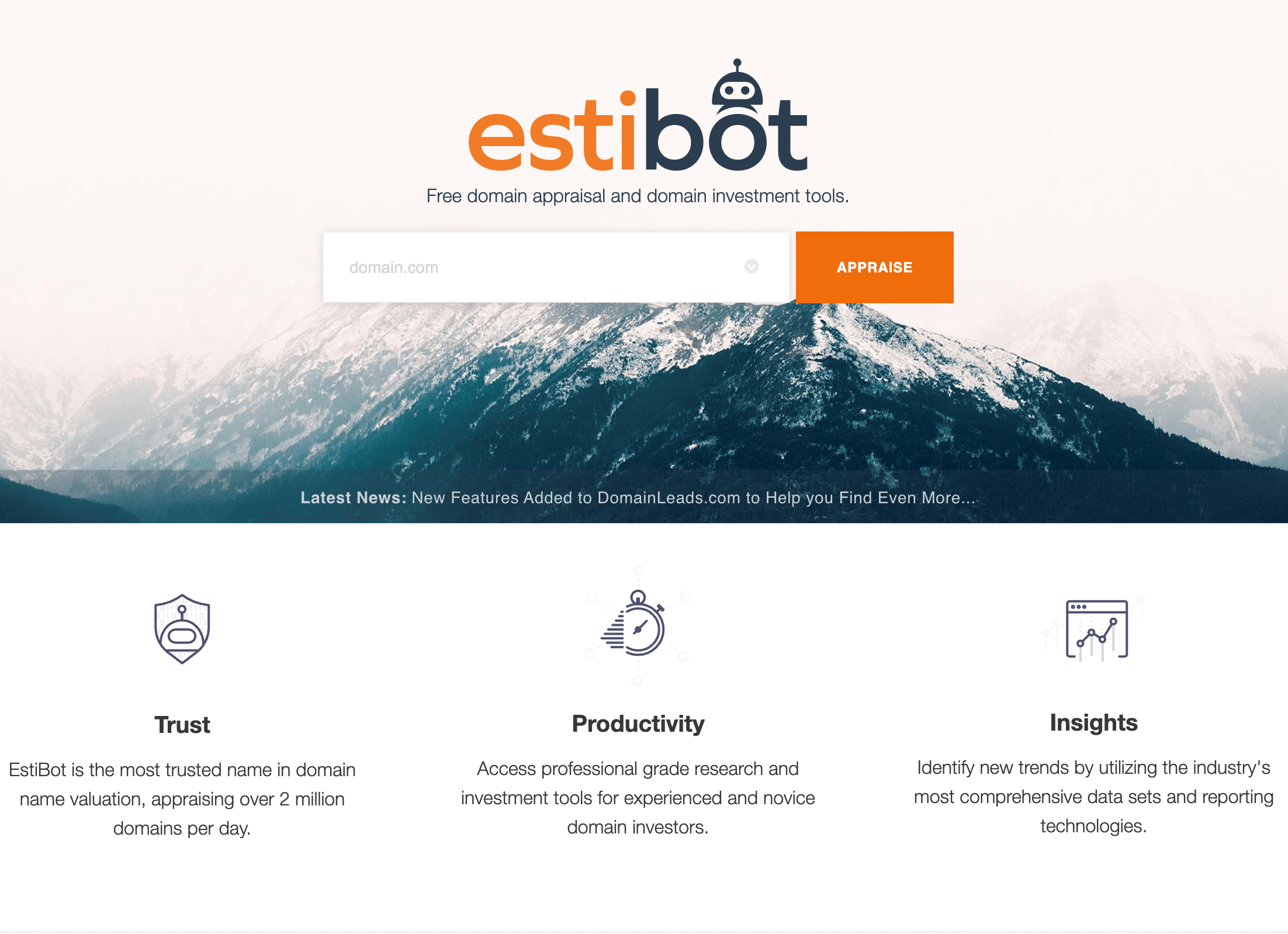 Estibot's homepage