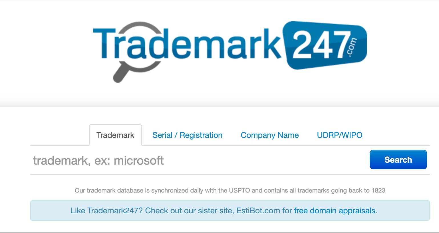 Trademark 247's home page