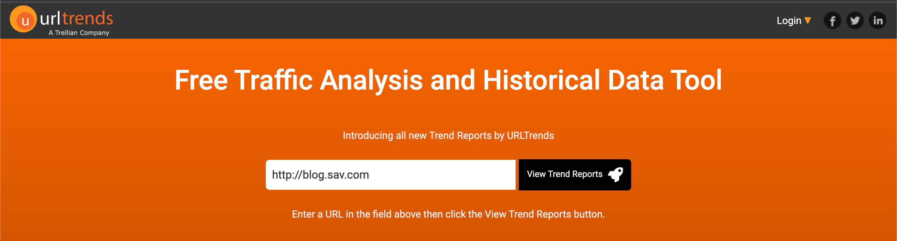 The home page for URL trends