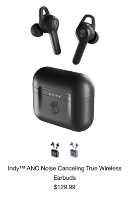 A product page for Bluetooth earbuds