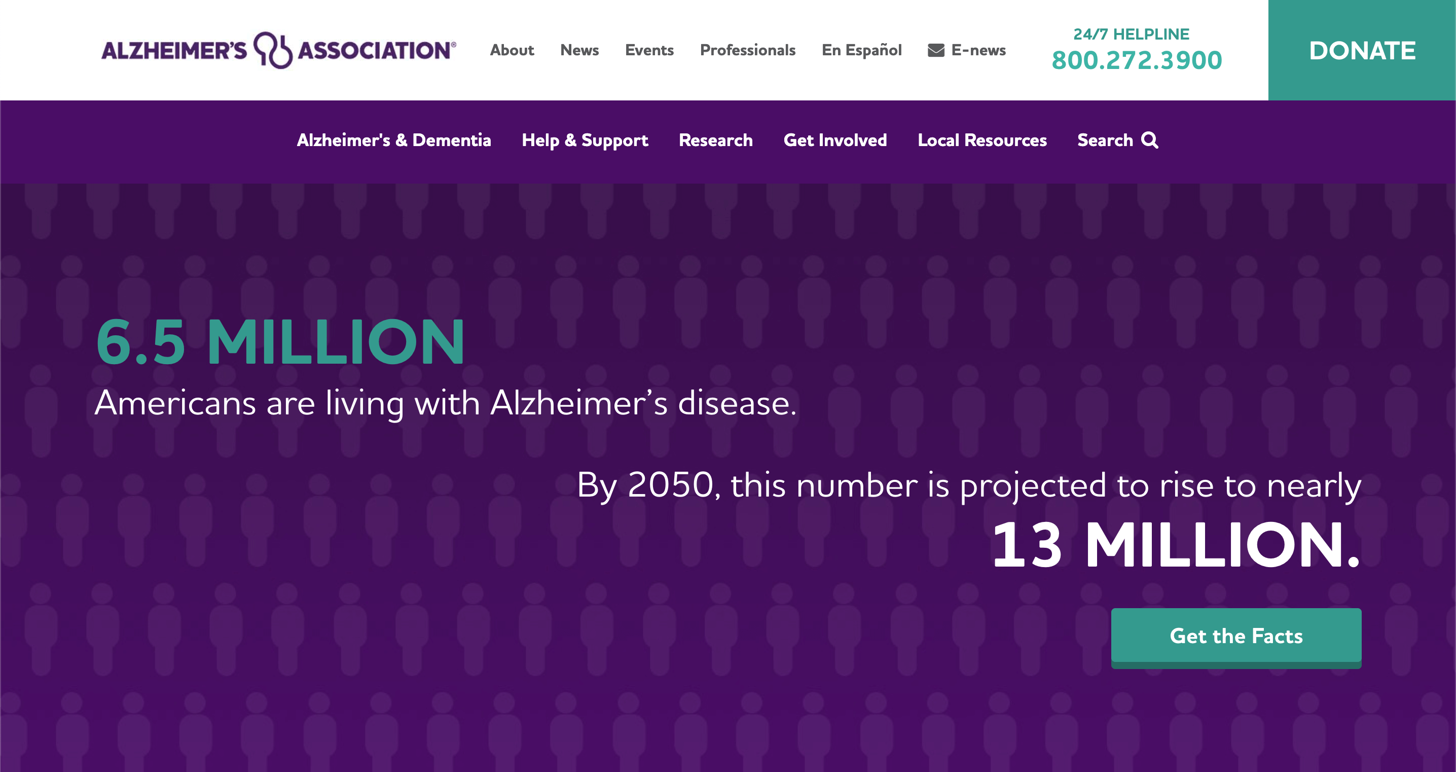 The Alzheimer's Association's homepage