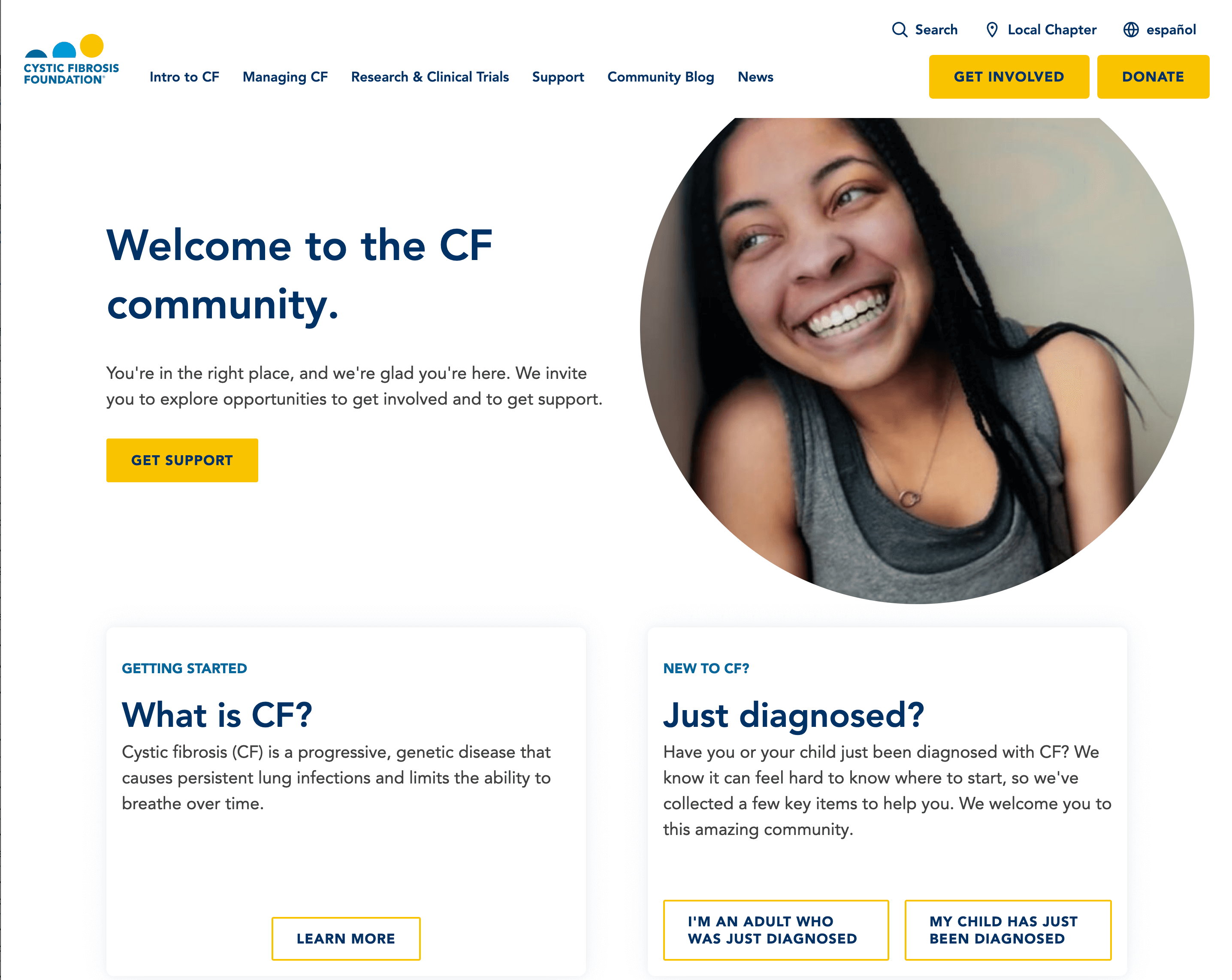 The Cystic Fibrosis Foundation's homepage