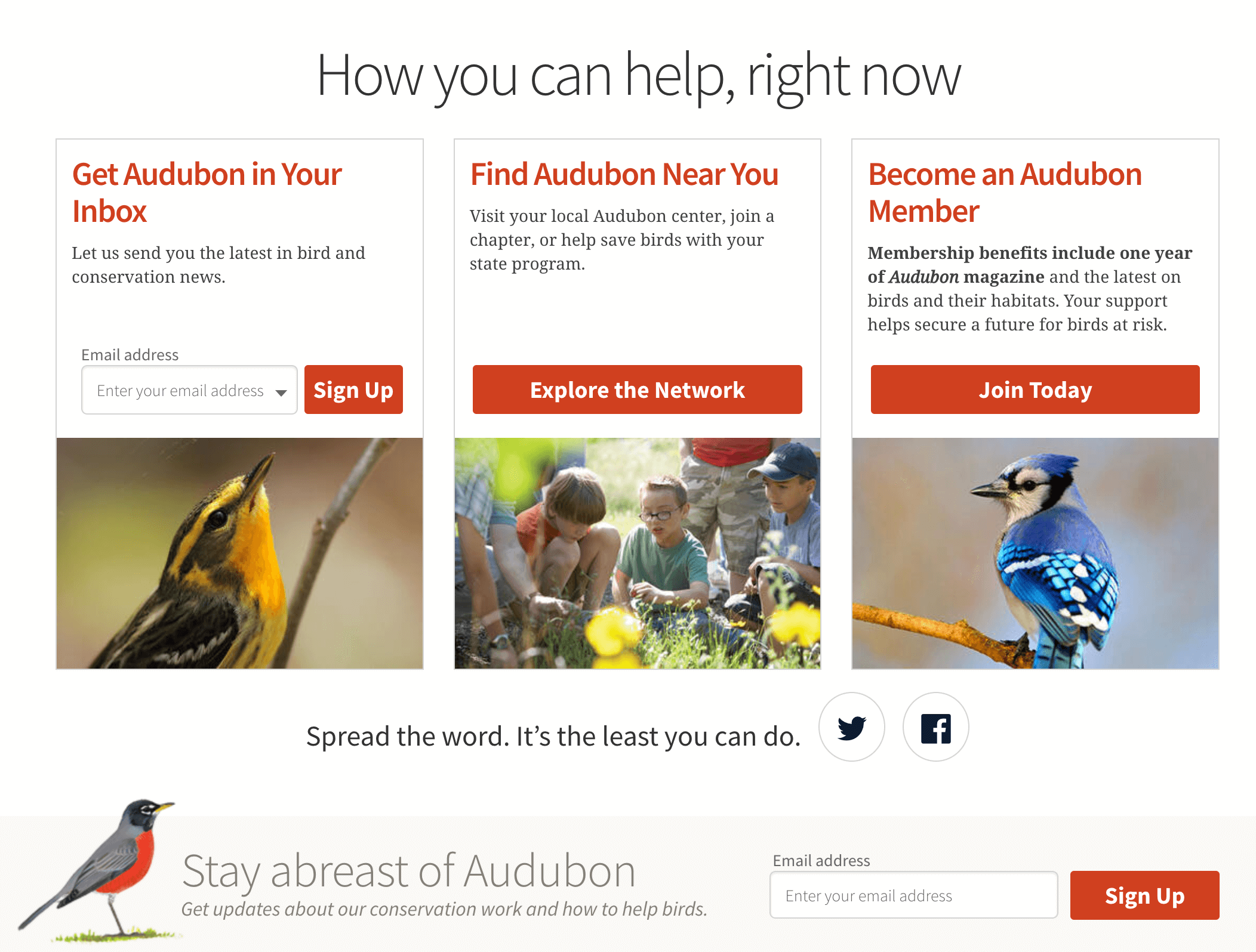 The National Audubon Society's home page