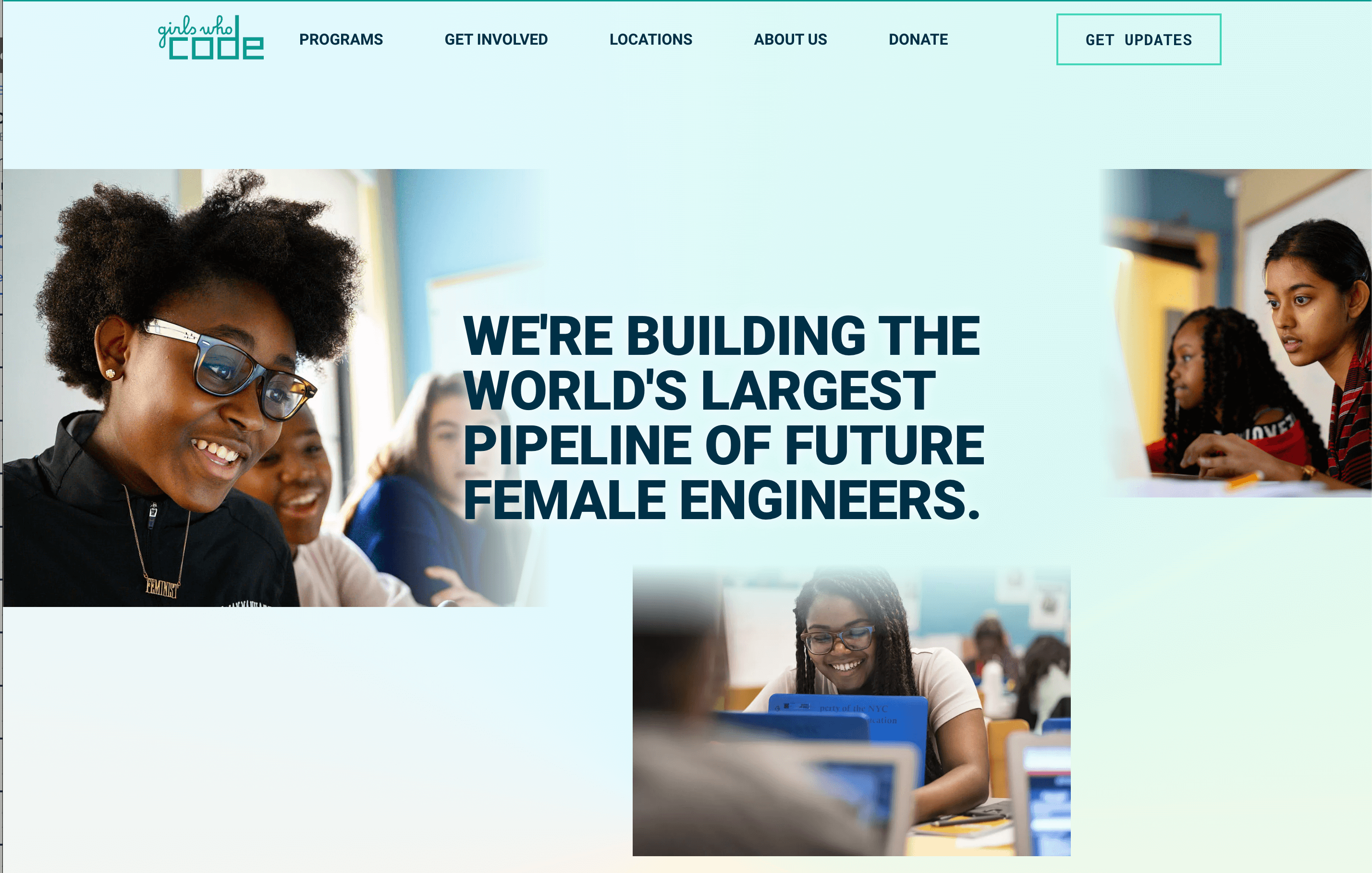 Girls Who Code's home page