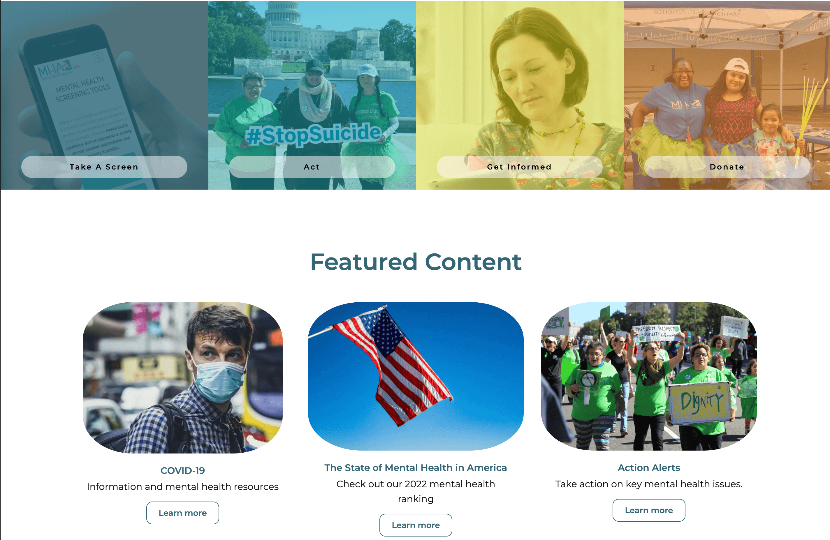 Mental Health America's homepage