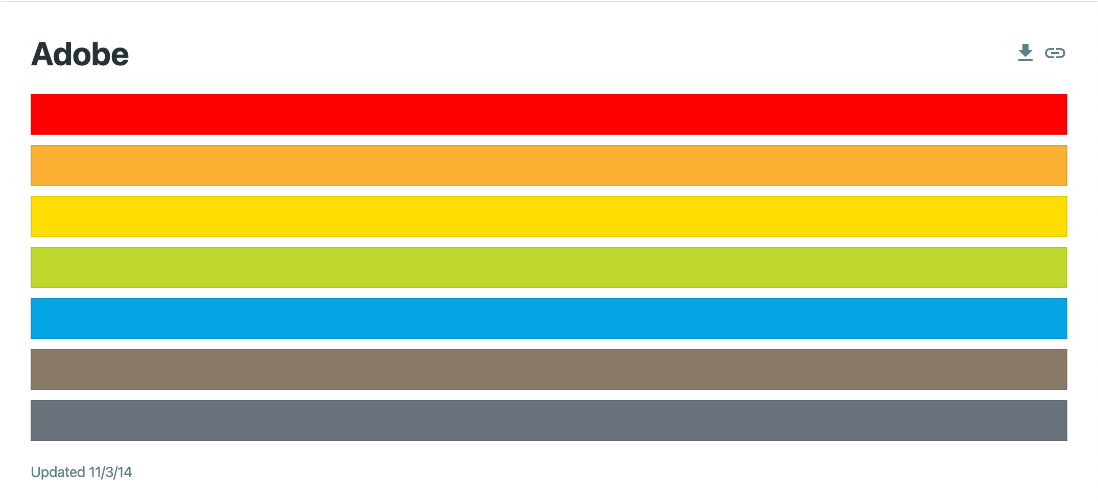 Adobe's brand colors (red, orange, yellow, light green, and grey)