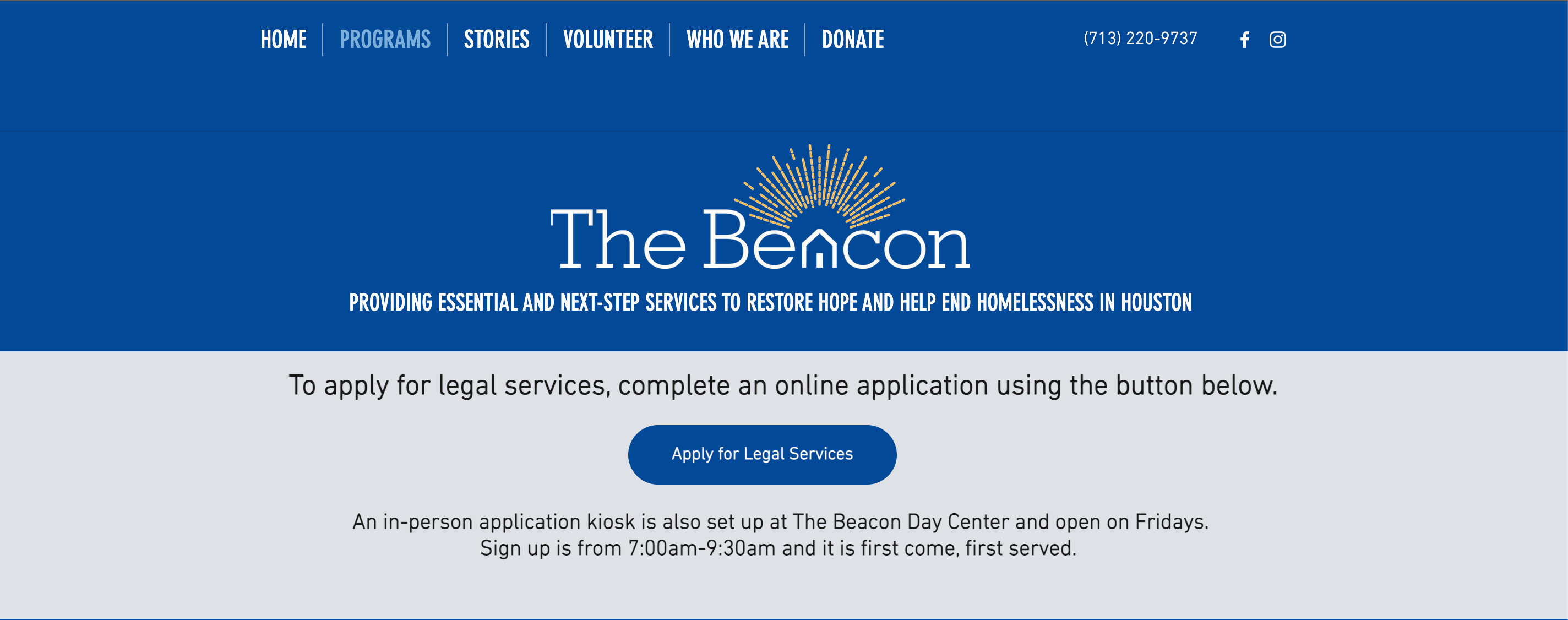 Beacon Law's homepage. The design is simple and intuitive.