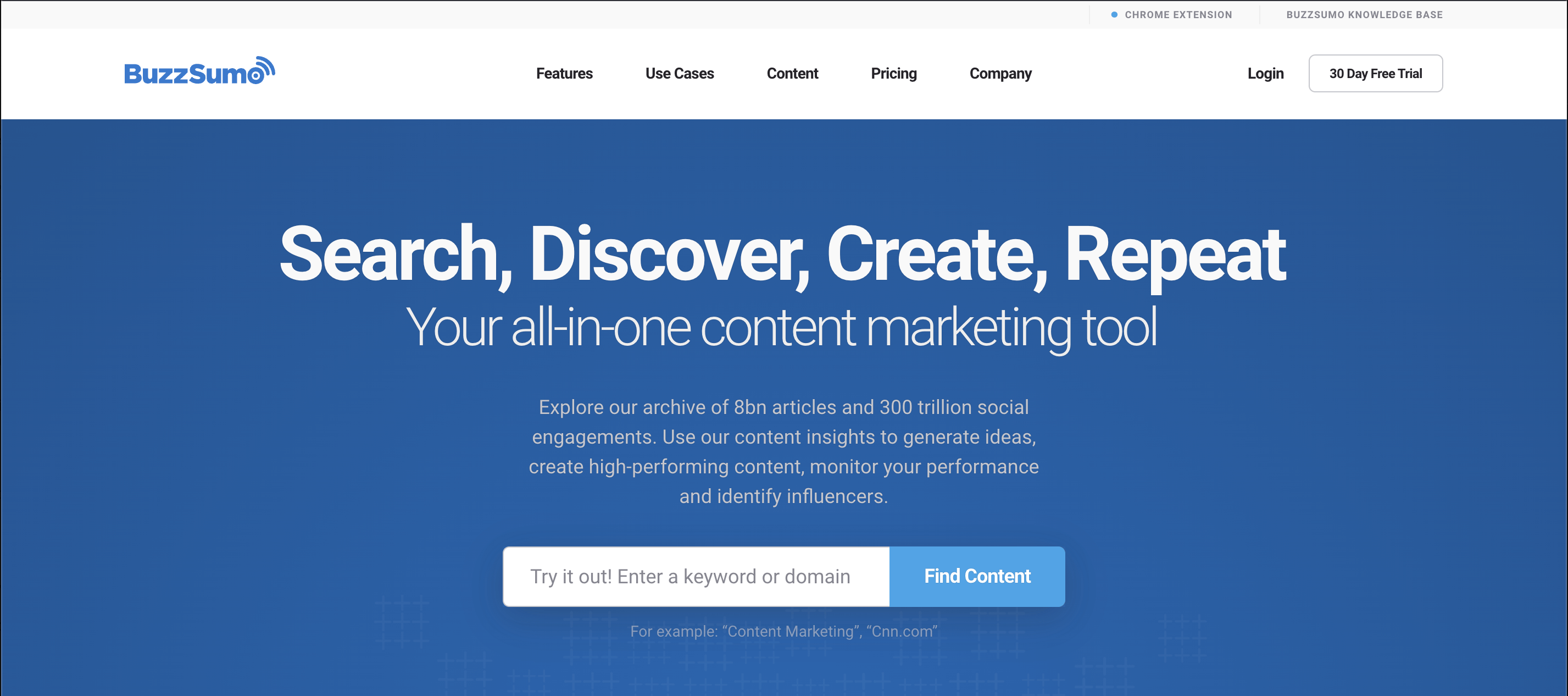 BuzzSumo's homepage