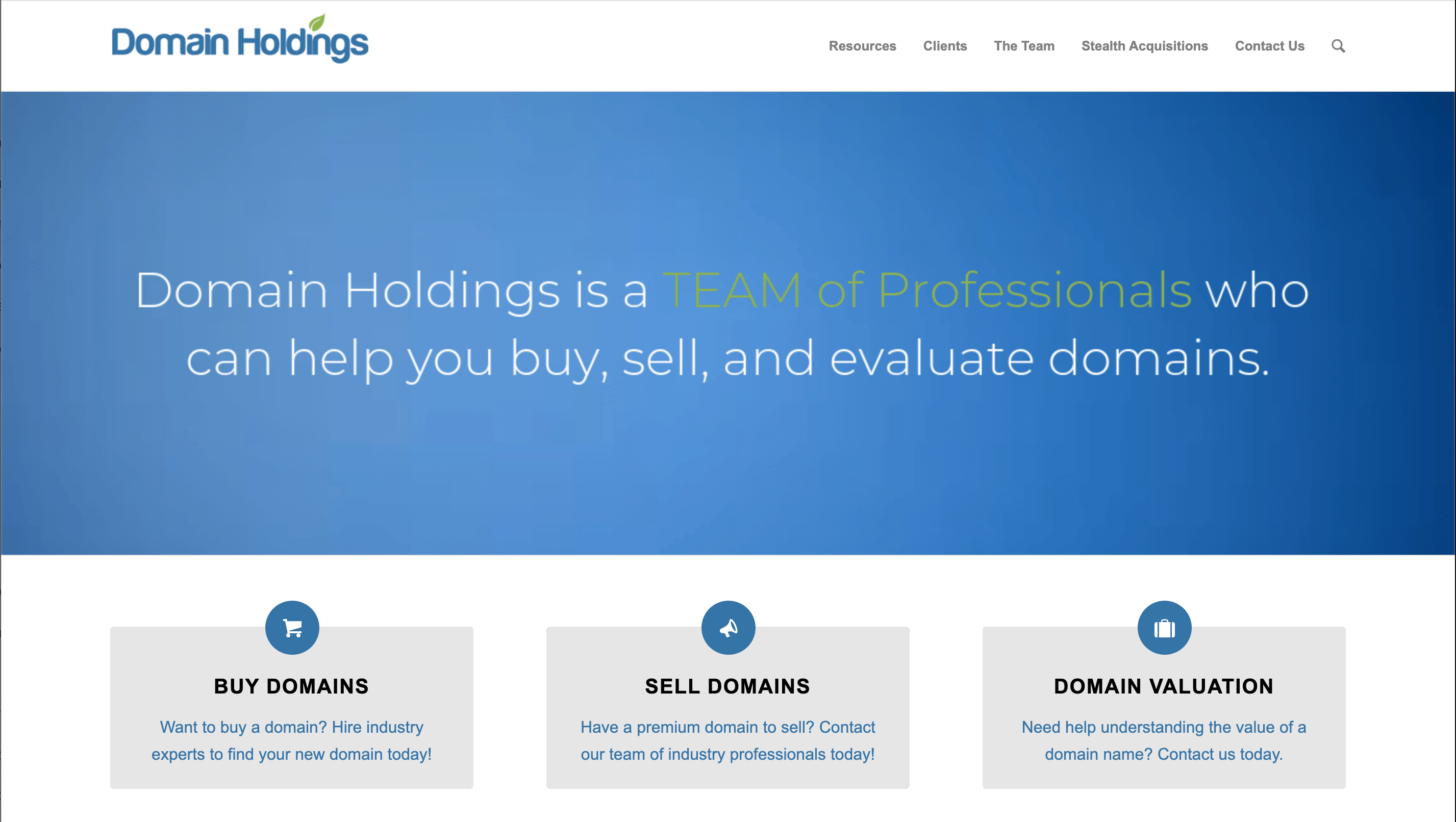 Domain Holdings' home page
