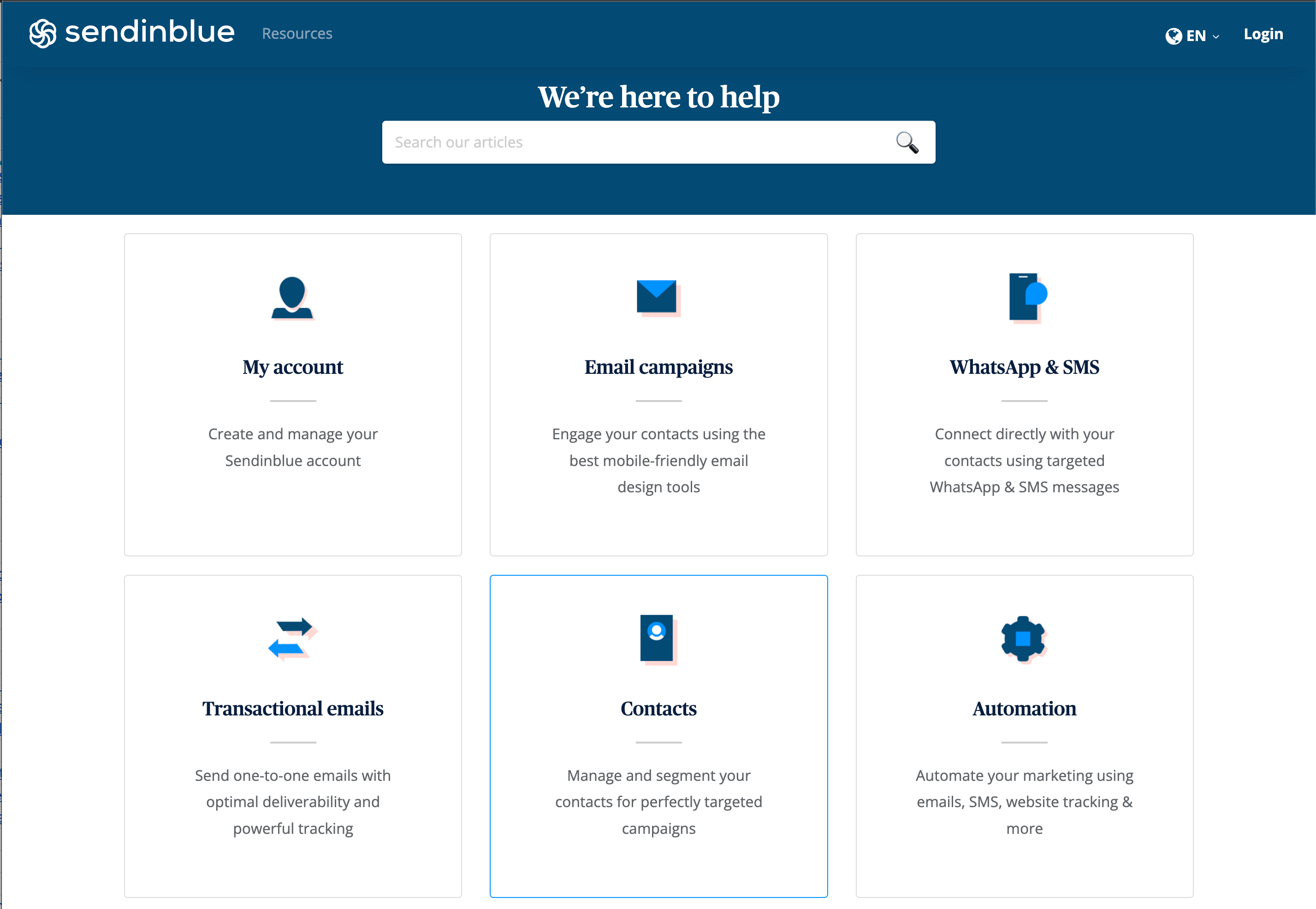 SendInBlue's FAQ Page
