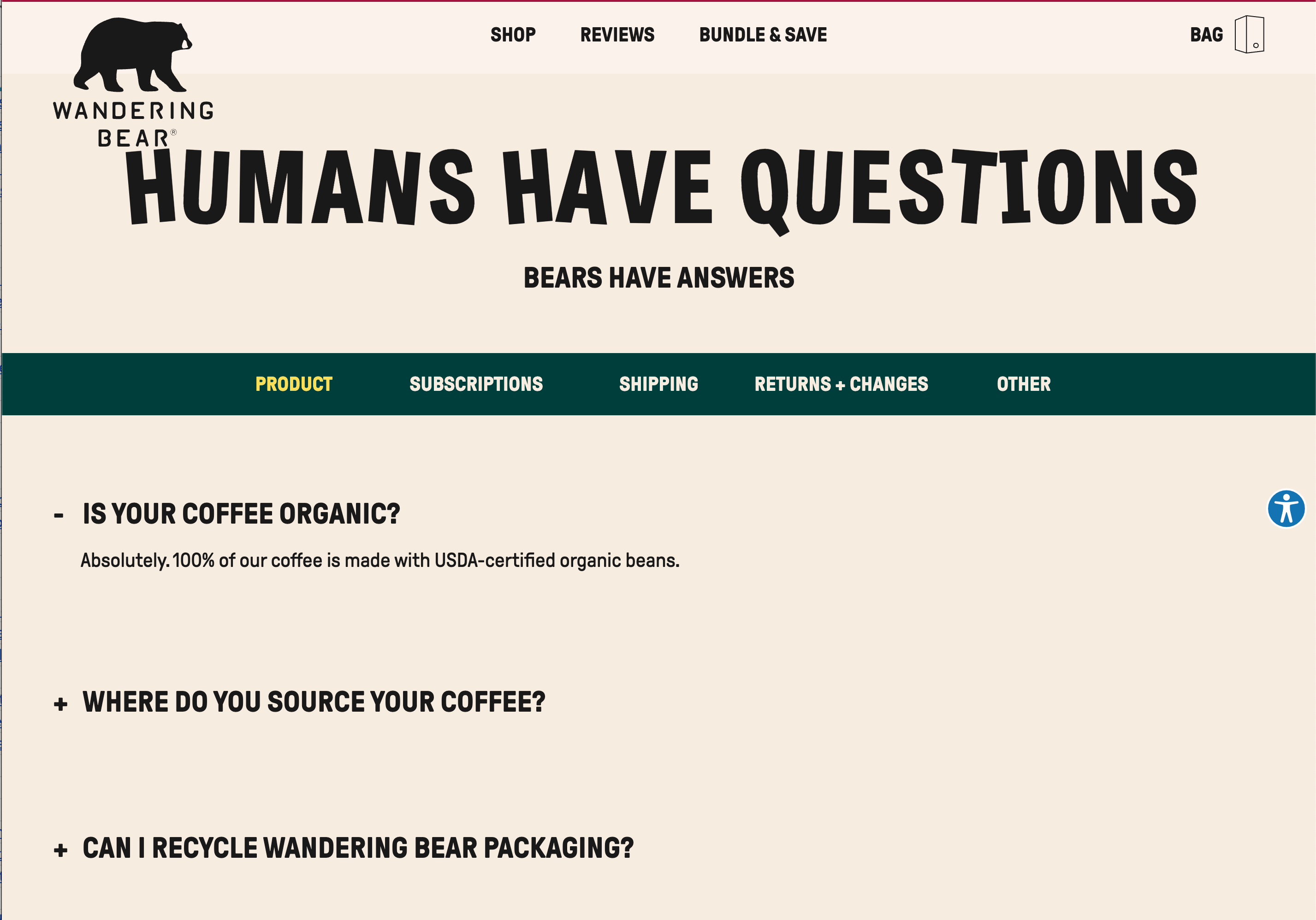 Wandering Bear Coffee's FAQ Page