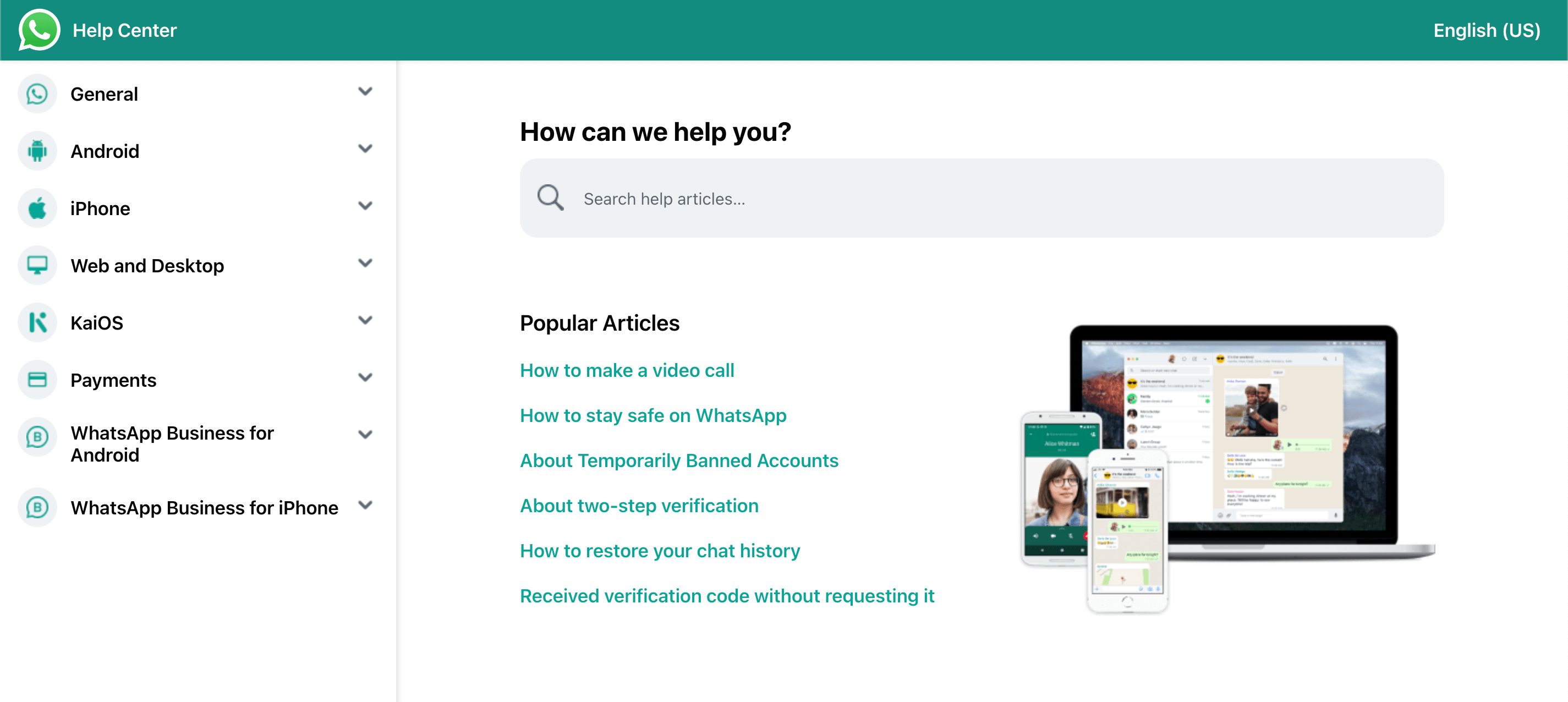 WhatsApp's FAQ Page