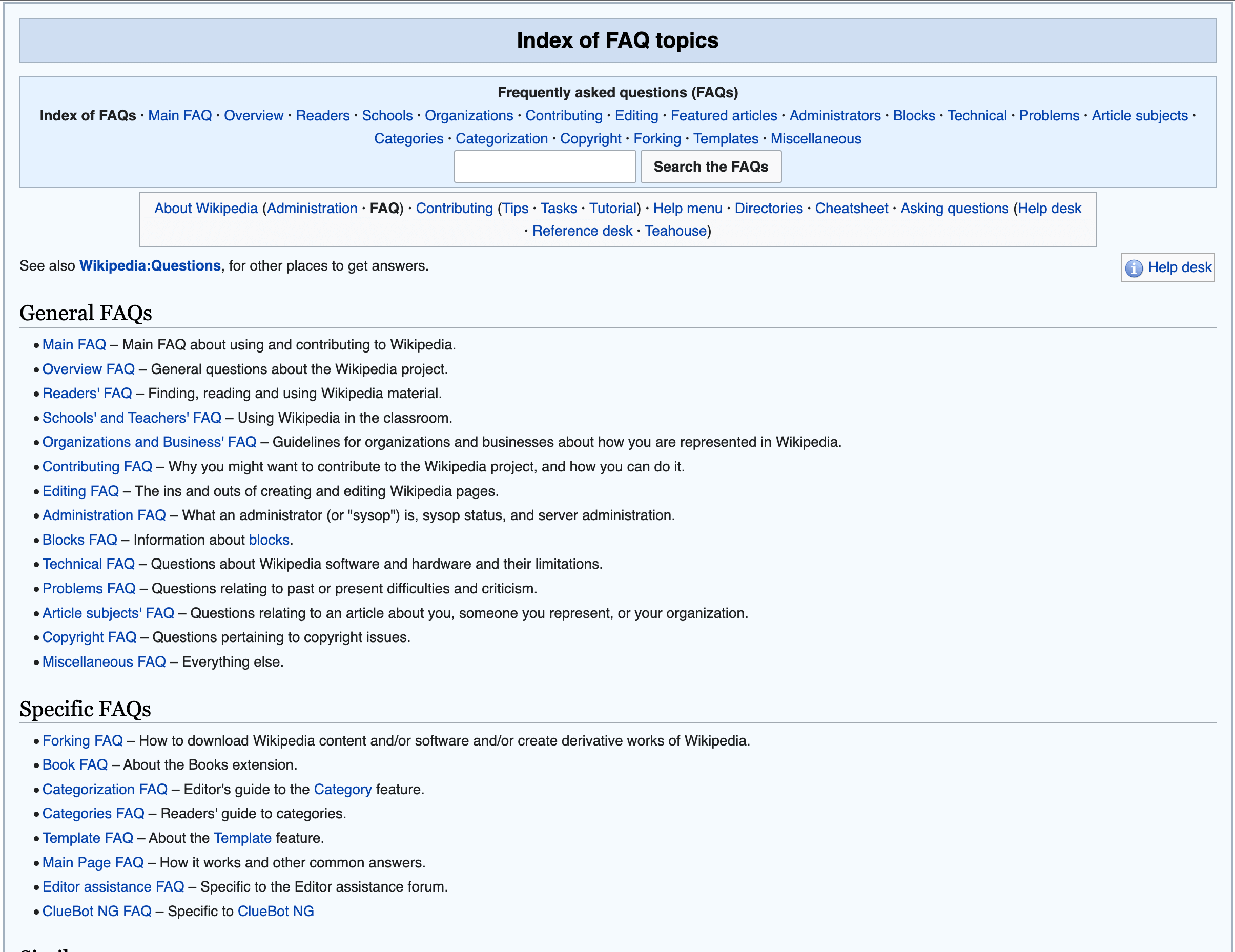 Wikipedia's FAQ Page