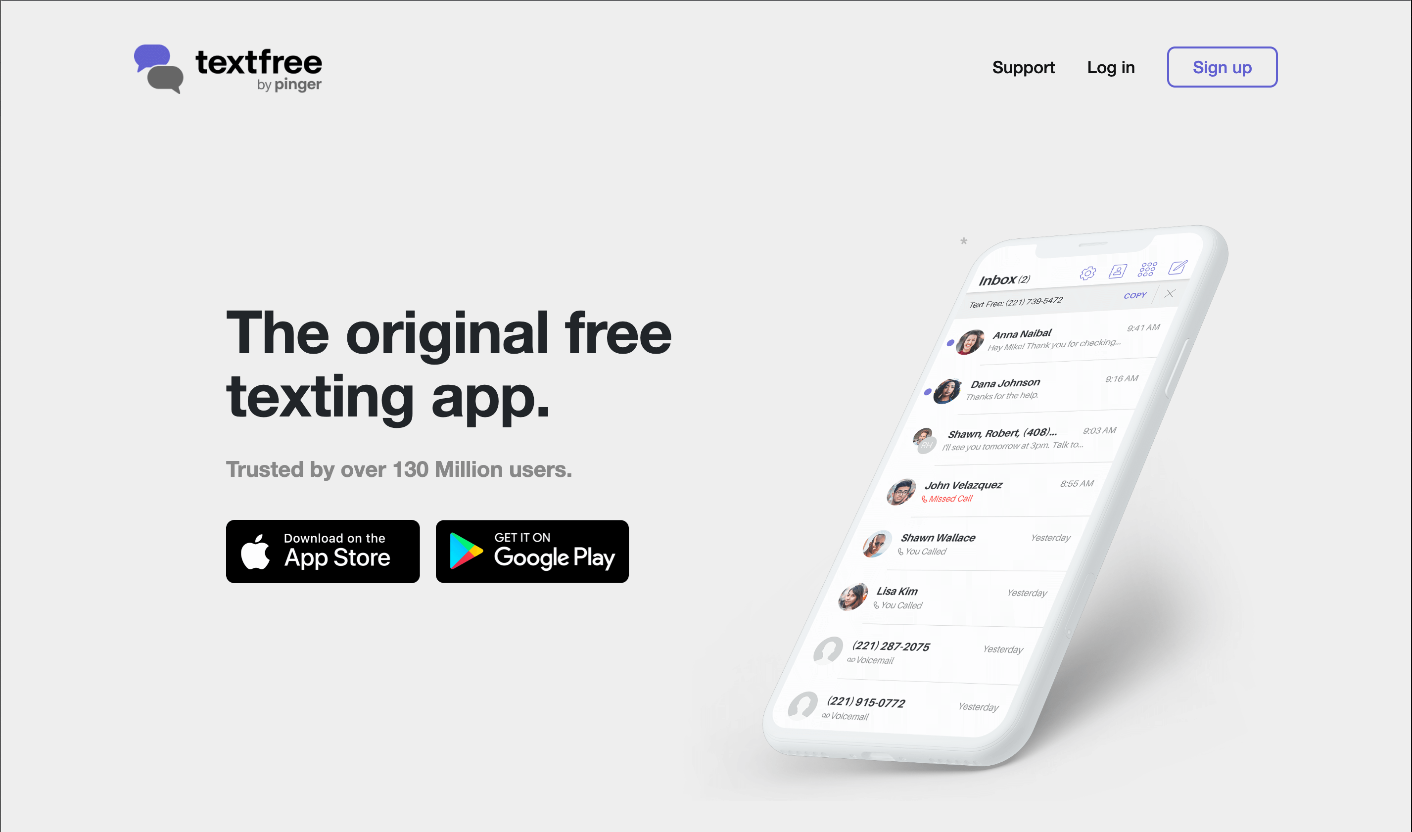 The Text Free home page