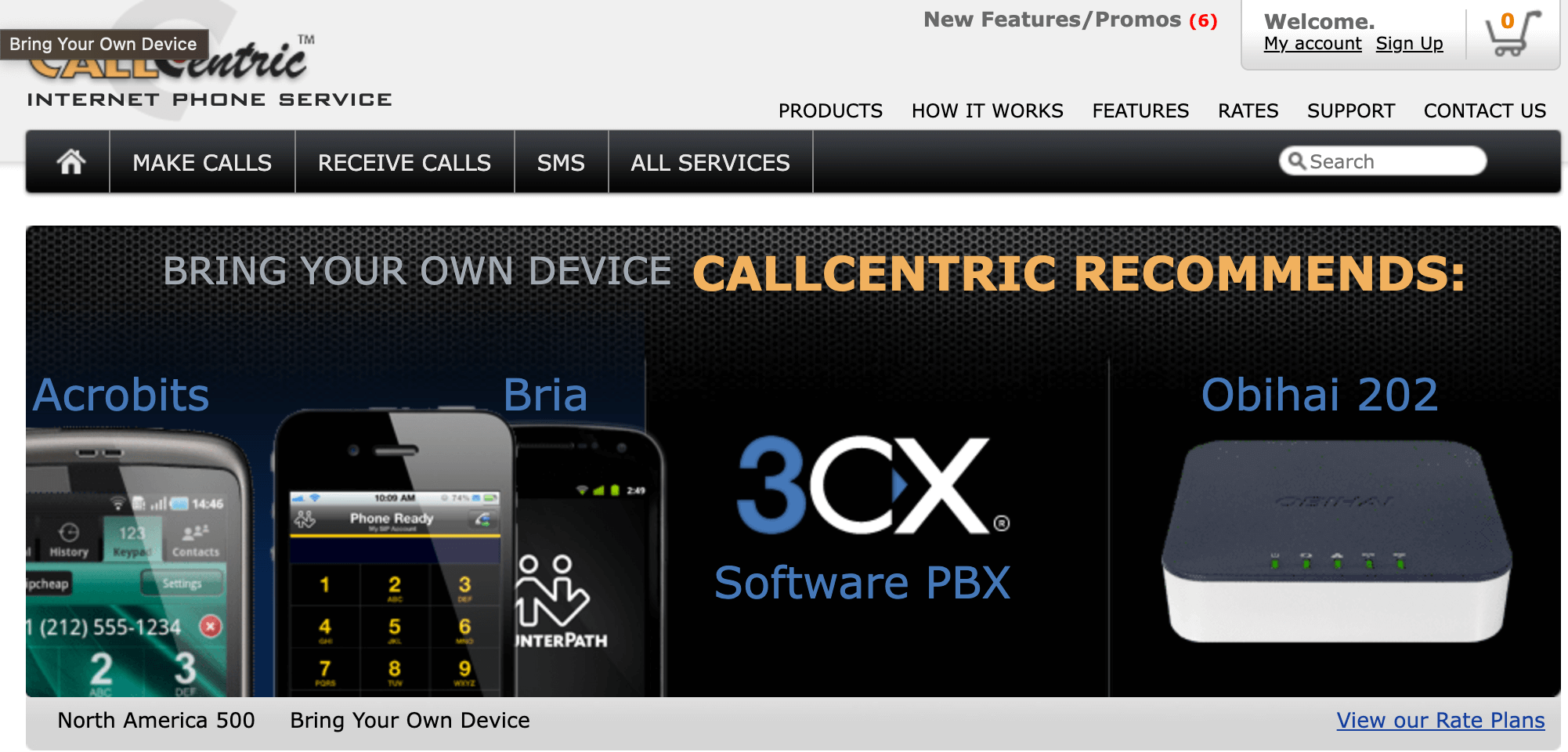 The callcentric home page