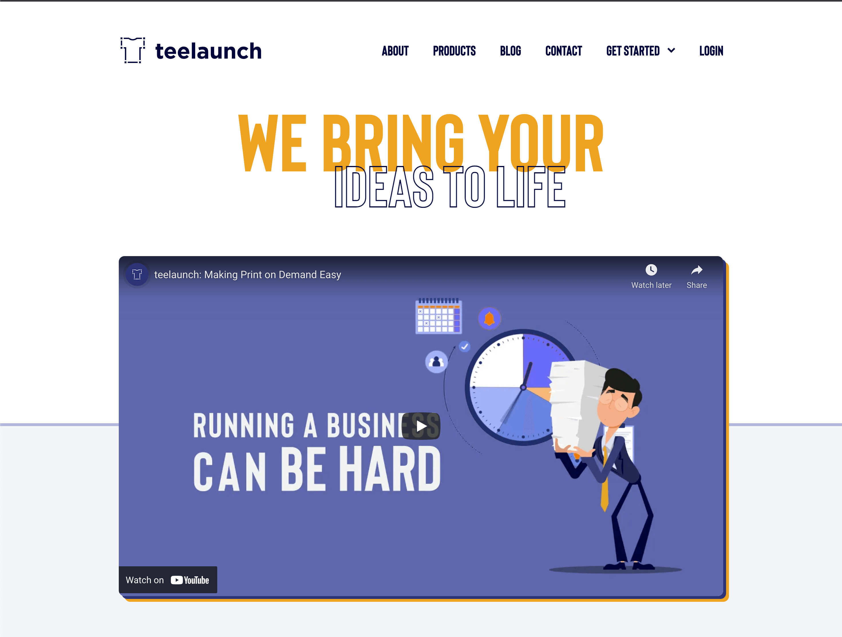 Teelaunch's home page
