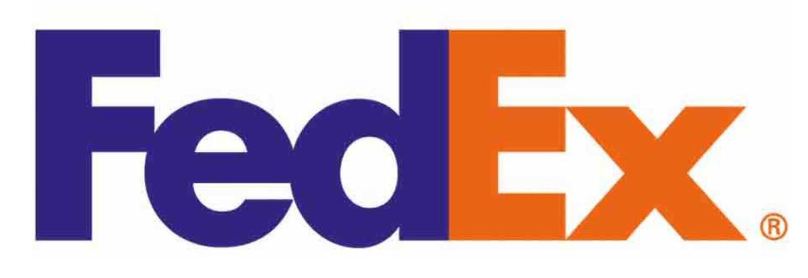 The FedEx logo in purple and orange
