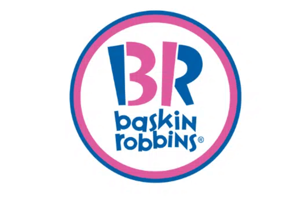 The Baskin Robbin's logo, The initials BR with the number 31 inside them in pink with the other parts of the letters in blue