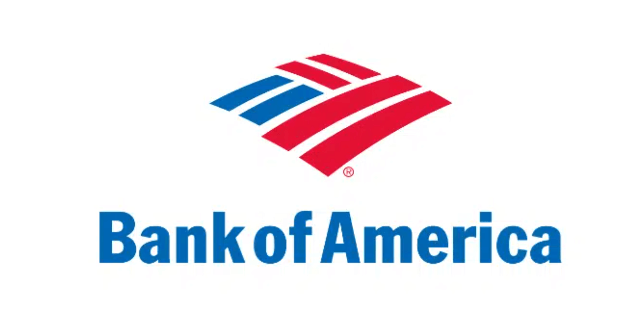 The Bank of America logo: a minimalist American flag on a diagonal