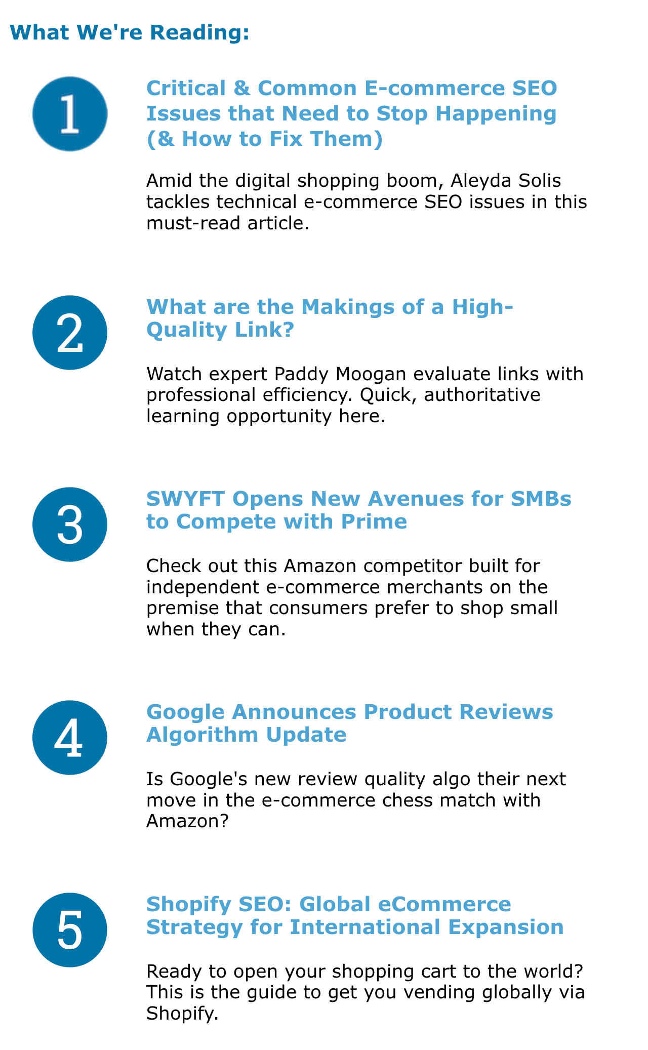 Moz's top 10 with hyperlinks in the article titles and a short description of each one