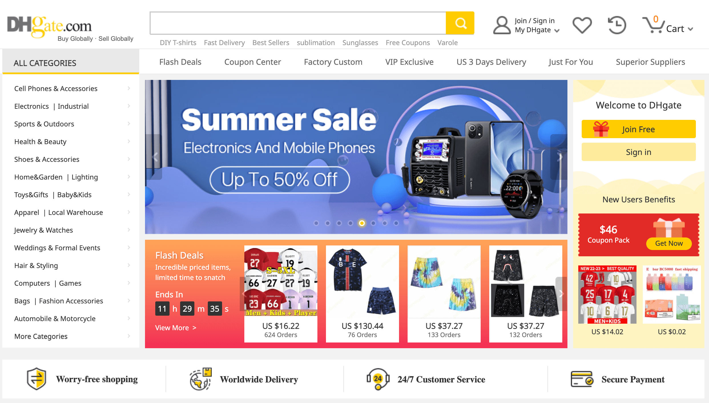 DHGate's home page