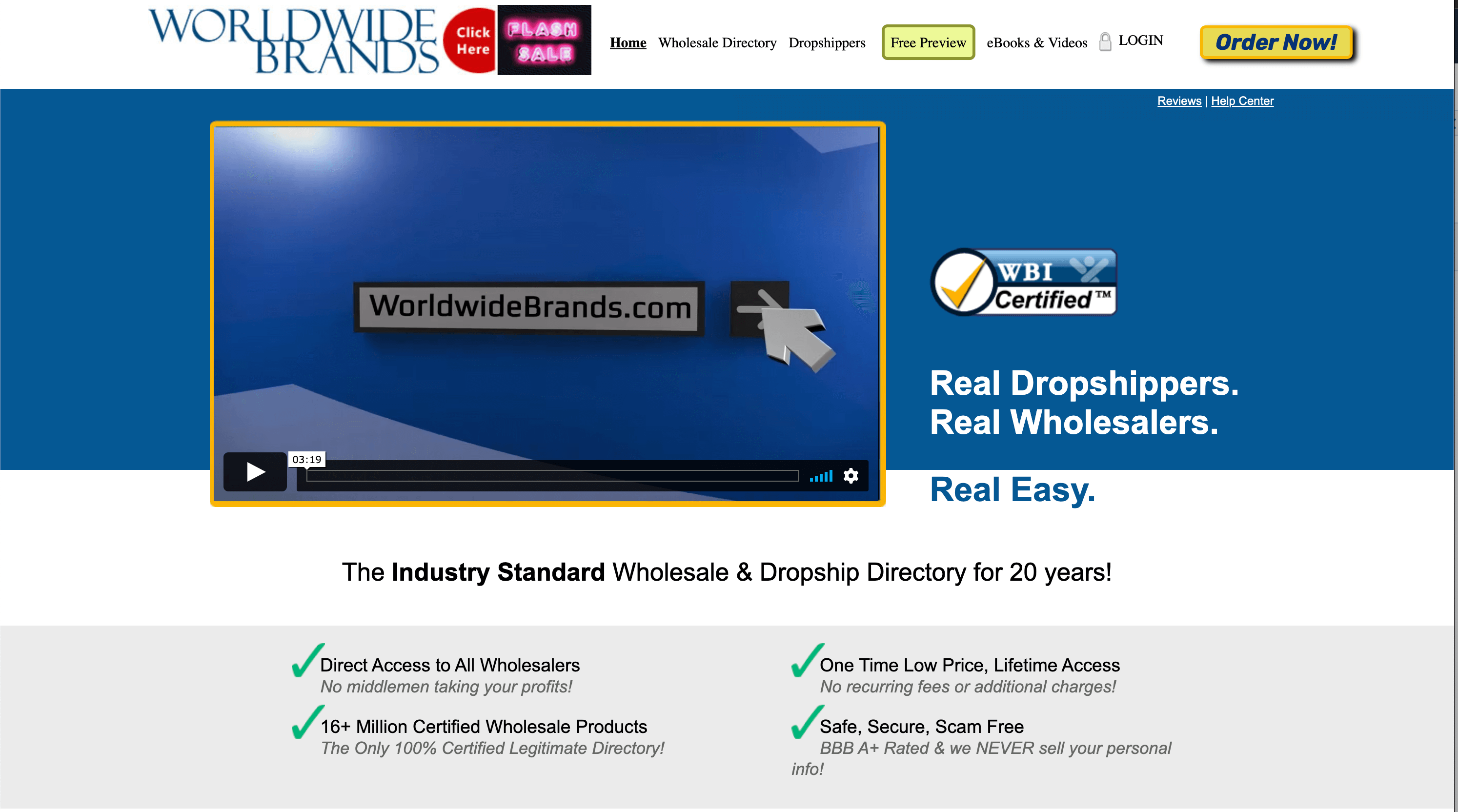 World Wide Brands' home page