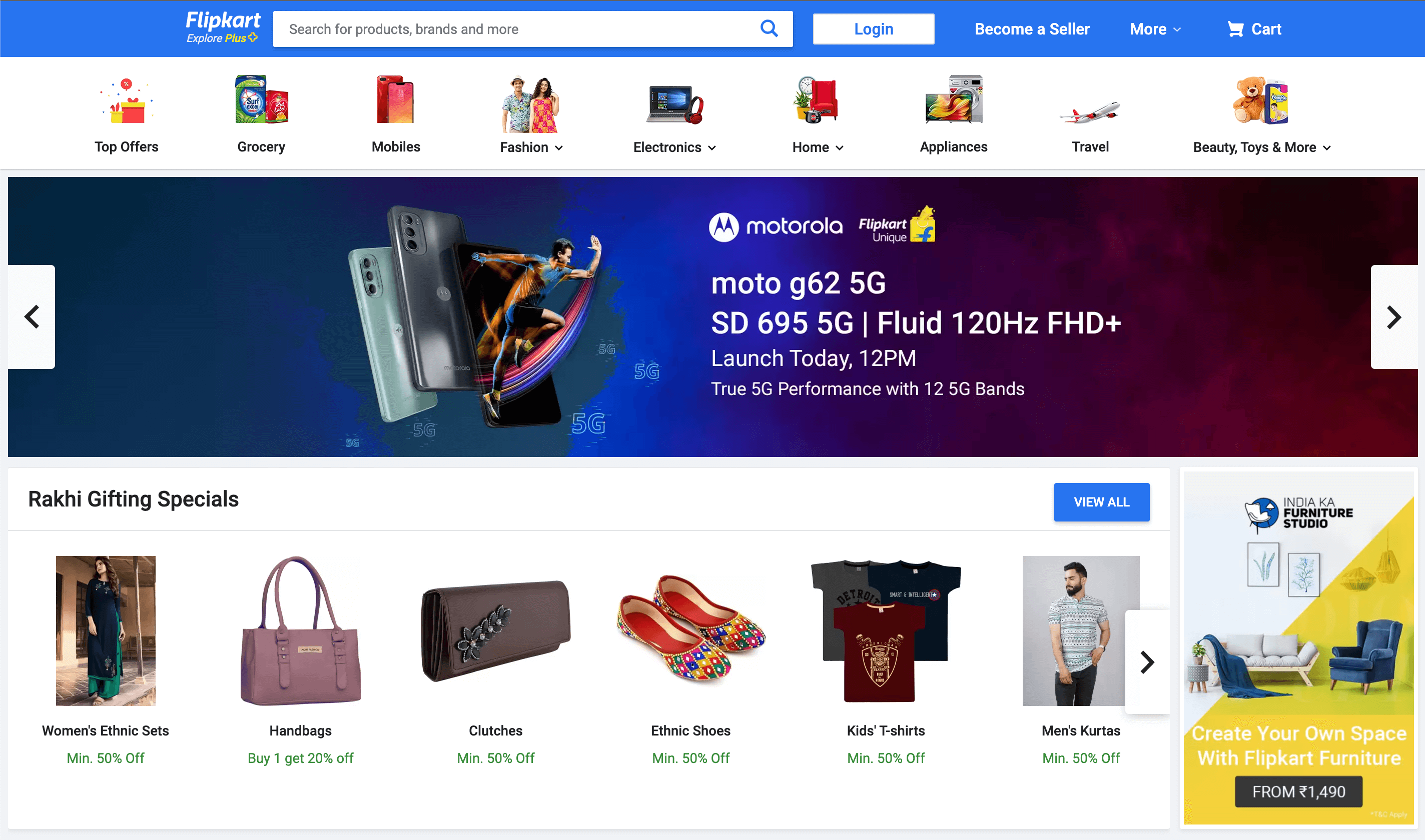 Flipkart's home page