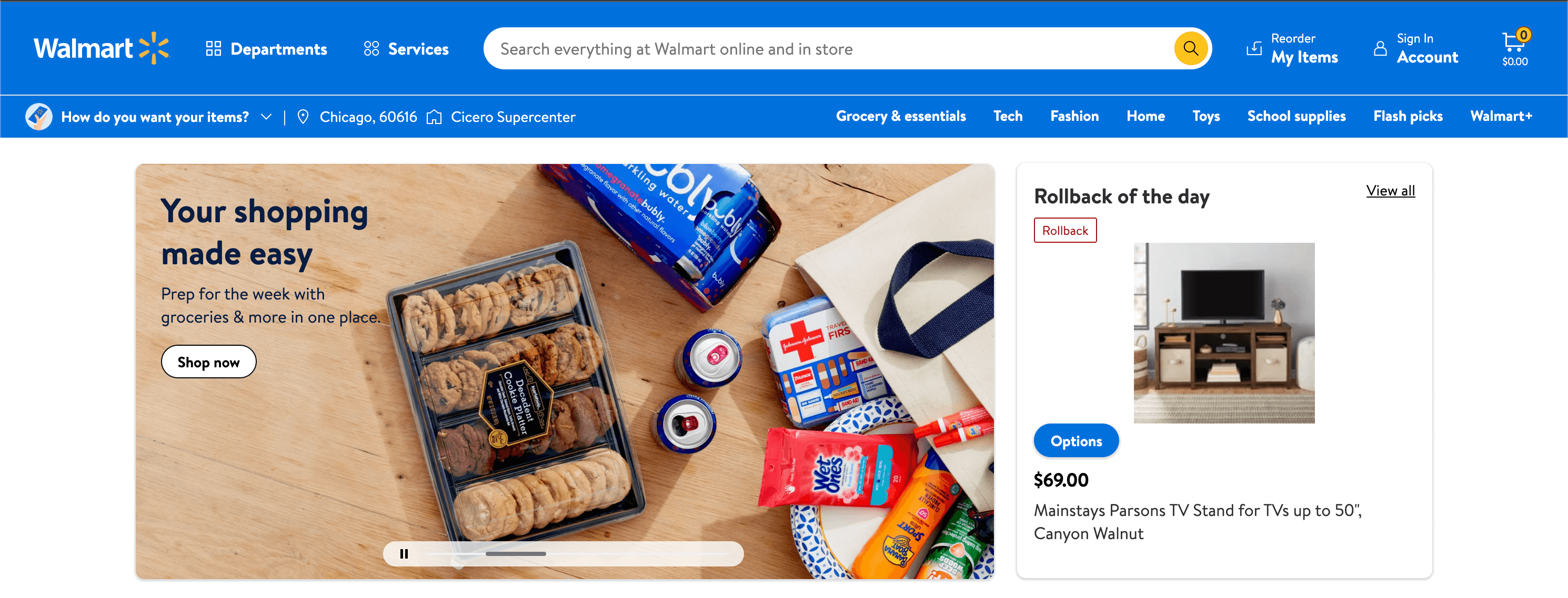 Walmart's home page