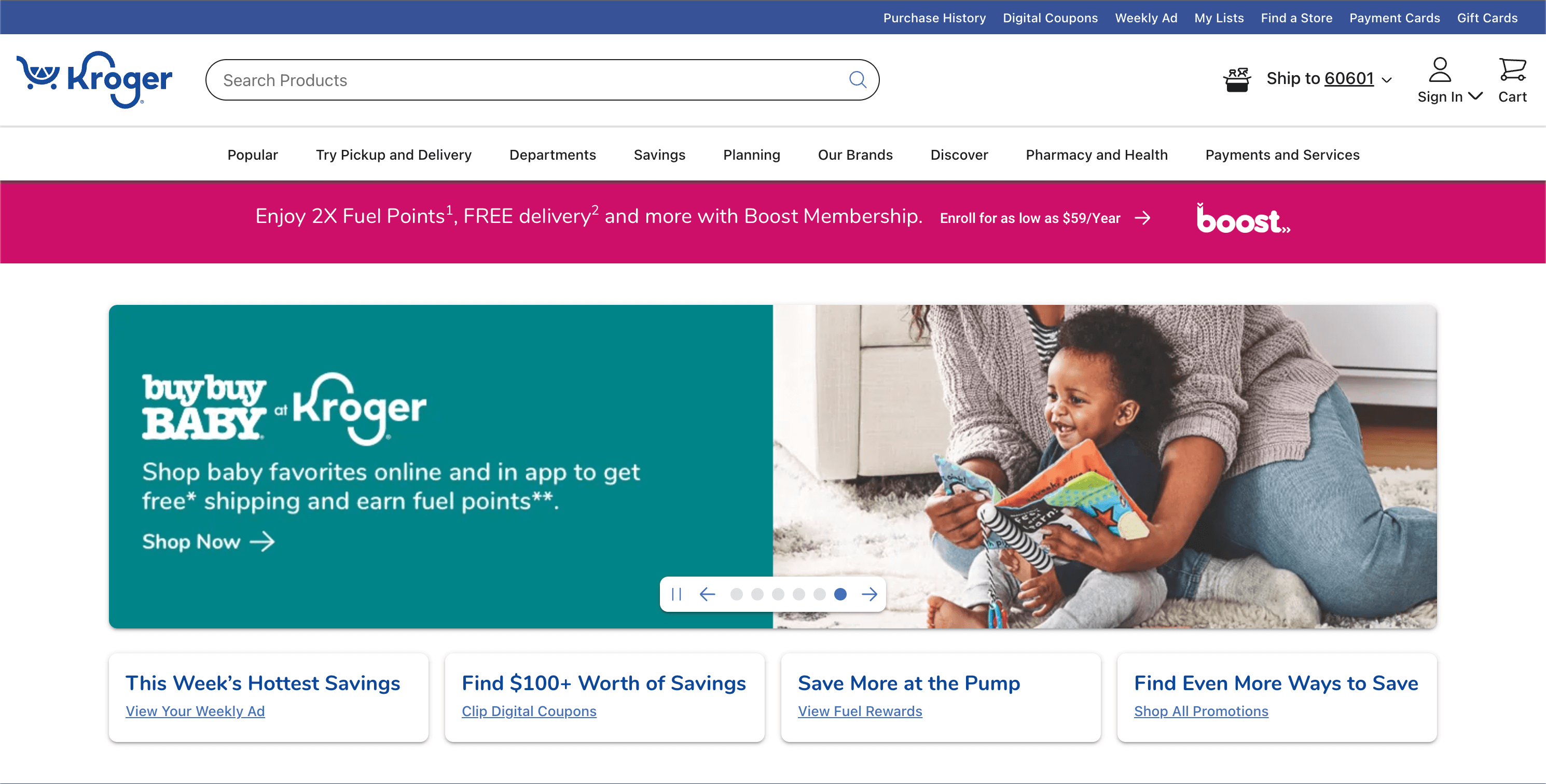 Kroger's home page