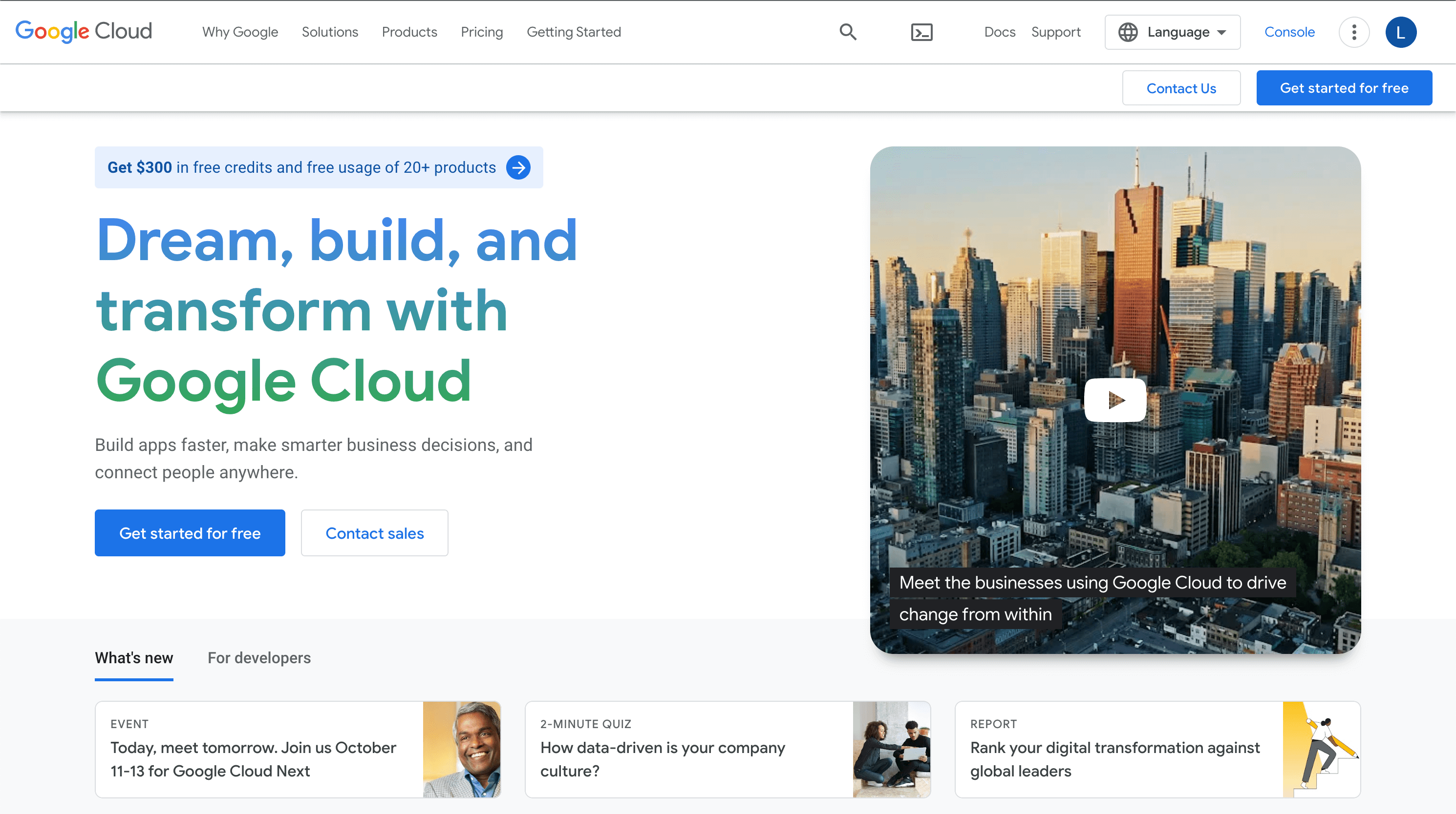 Google Cloud Platform's home page