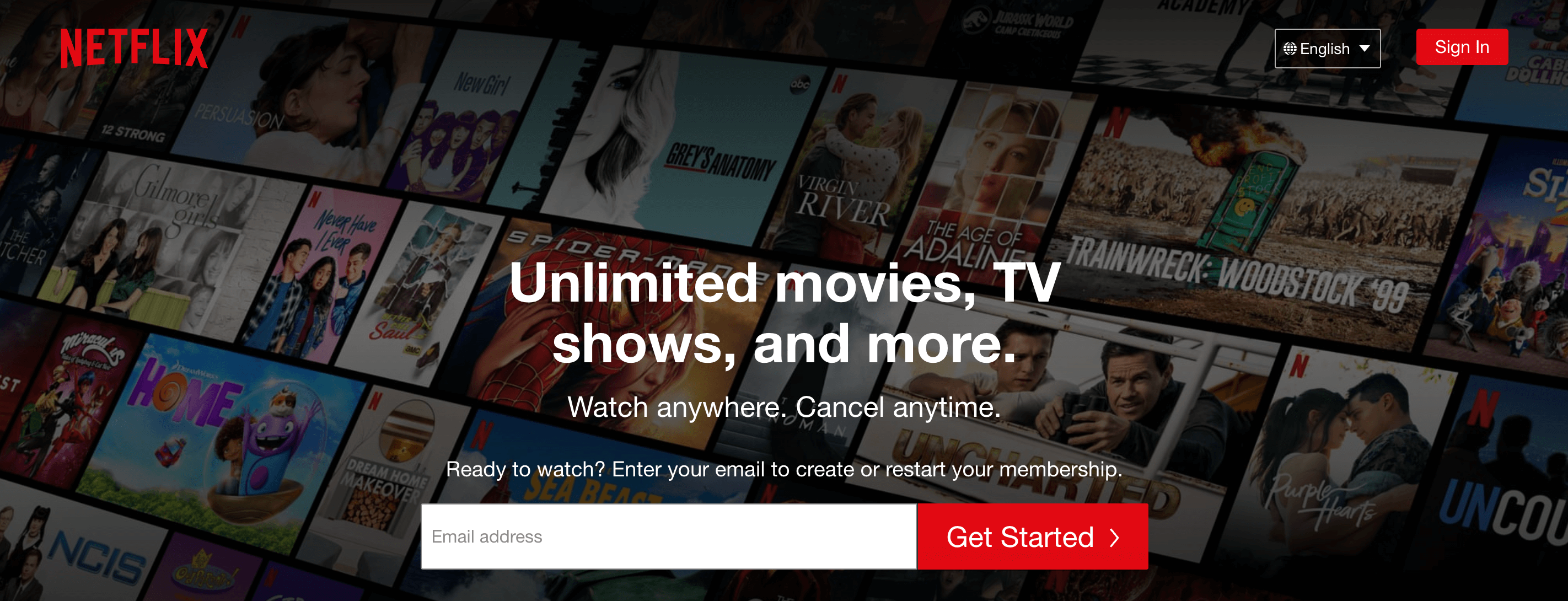 Netflix's home page