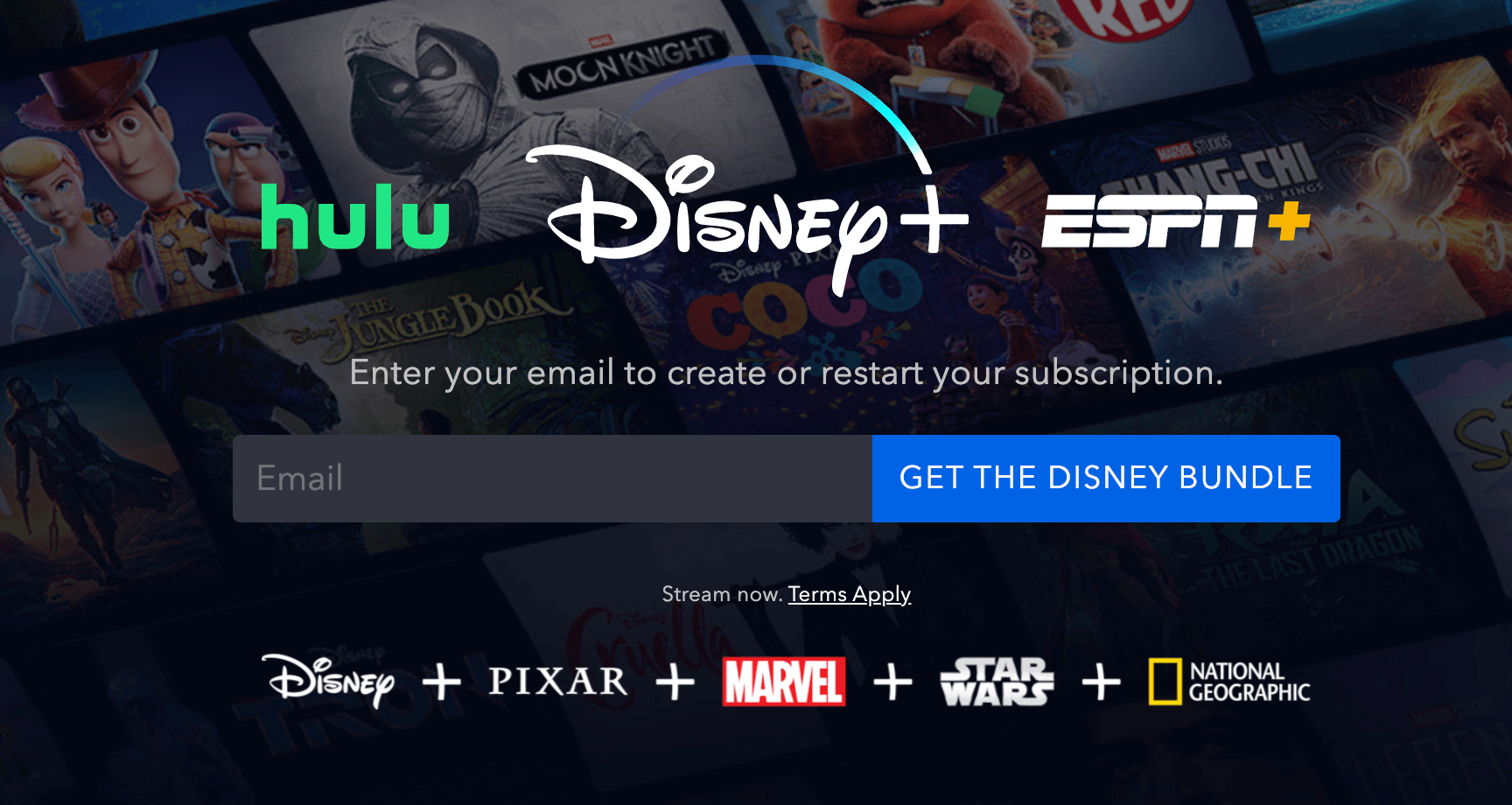 Disney+'s home page